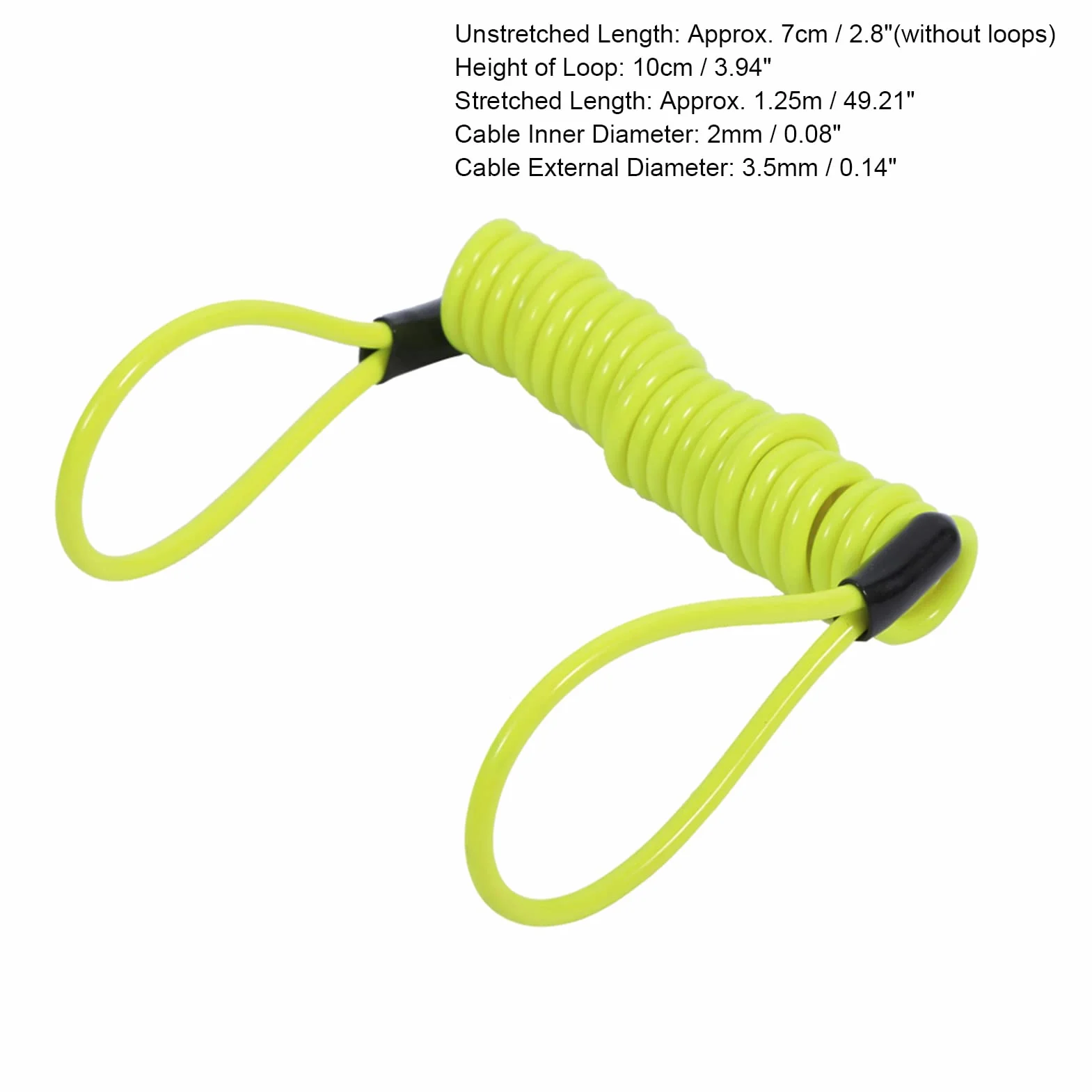 Elastyczny Kabel Przypominający o Blokadzie Tarczy, Sprężynowy Kabel Cewkowy Zabezpieczający Przed kradzieżą, z blokadą i Uchwytem (YELLOW)