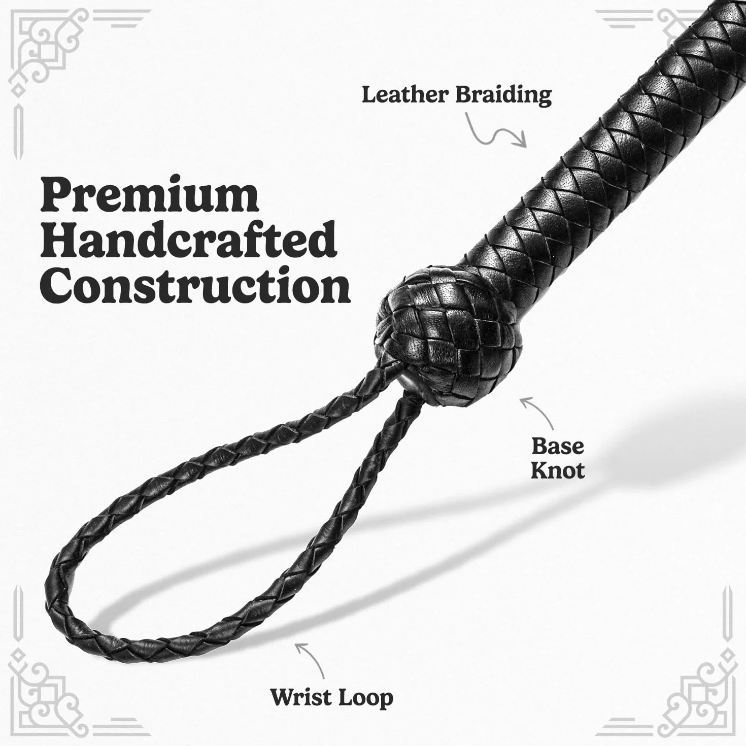 Indiana Jones Style Bull Whip 15 m, 8 warkoczy, prawdziwa skóra bydlęca, czarny