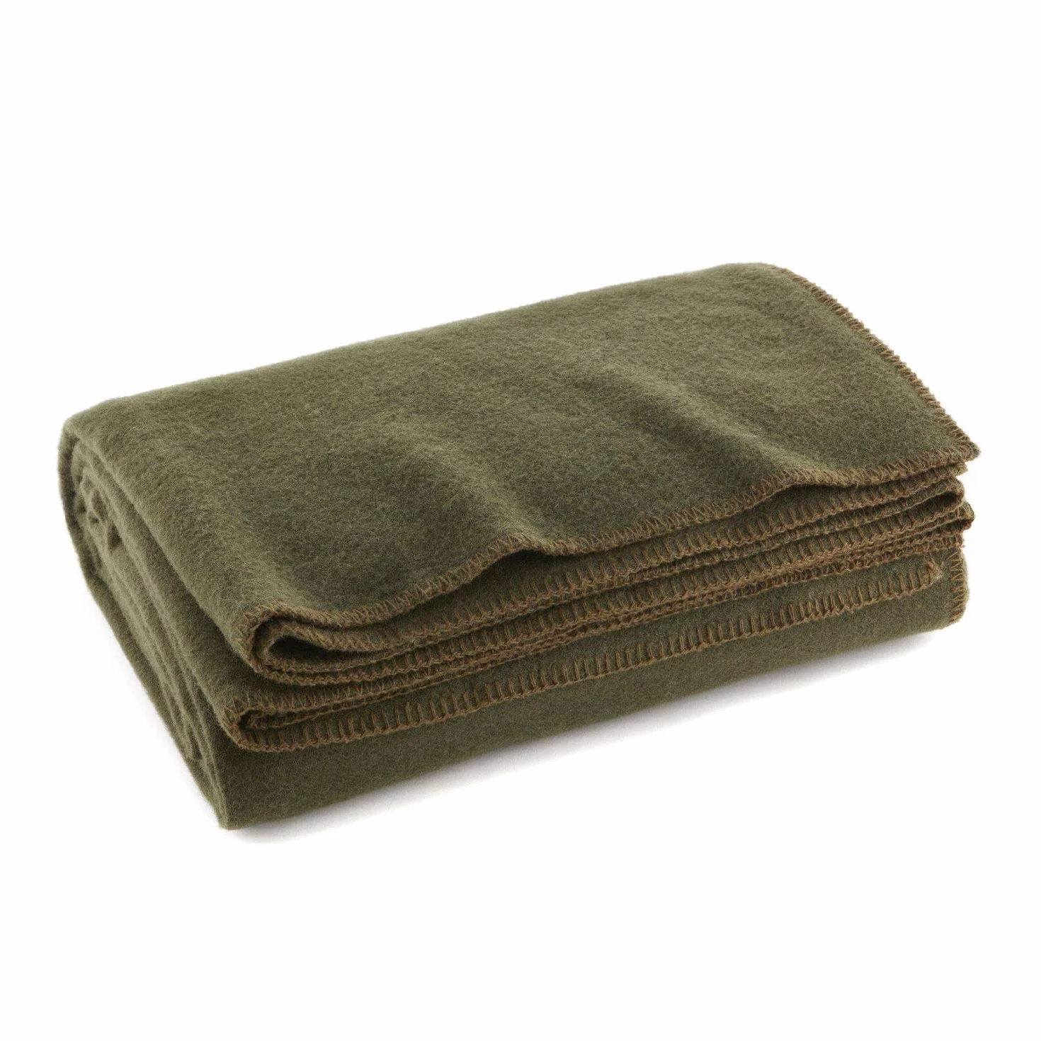 Oliwkowa zieleń wełniana, ciepły koc ognioodporny, 167,6 x 228,6 cm (80% wełna) -US Military "