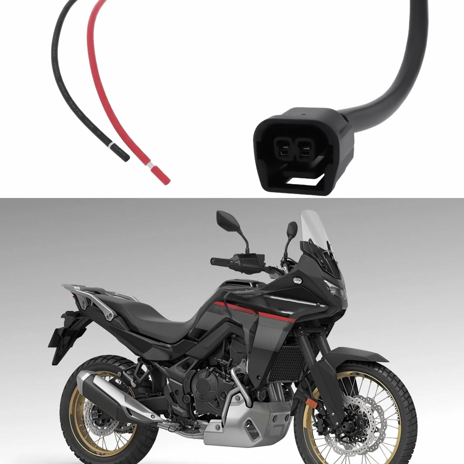 ECSiNG 2 szt. motocyklowe 2-pinowe złącze pomocnicze gniazdo 12 V adapter przewód kompatybilny z Honda XL750 Transalp 750 2023-2025