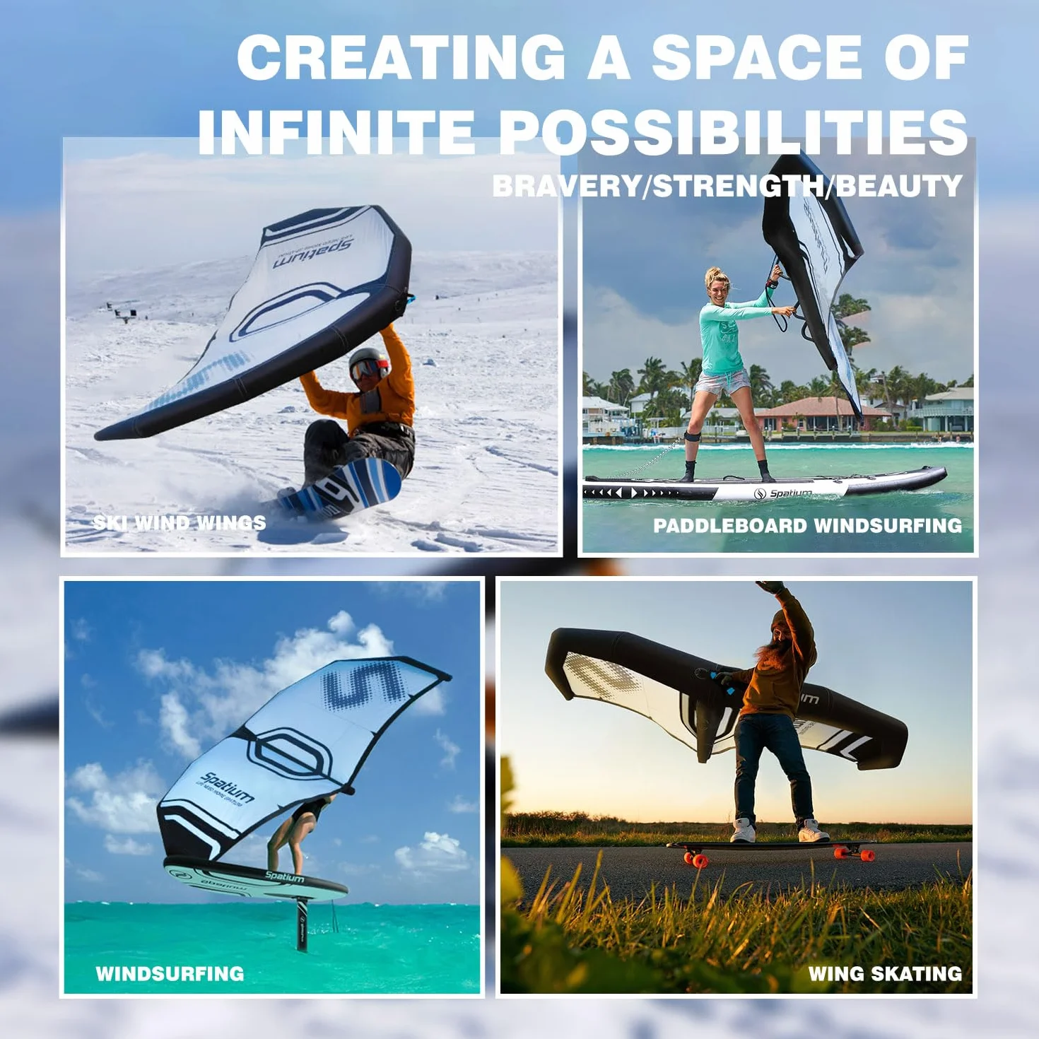 Spatium Surf Foil Wing z akcesoriami pompy pompowania, Plecak, Zestaw Naprawczy Szary Latawiec Nadmuchiwany do Windsurfing Wing Foil Kitesurf 4m²/5m²/6m²