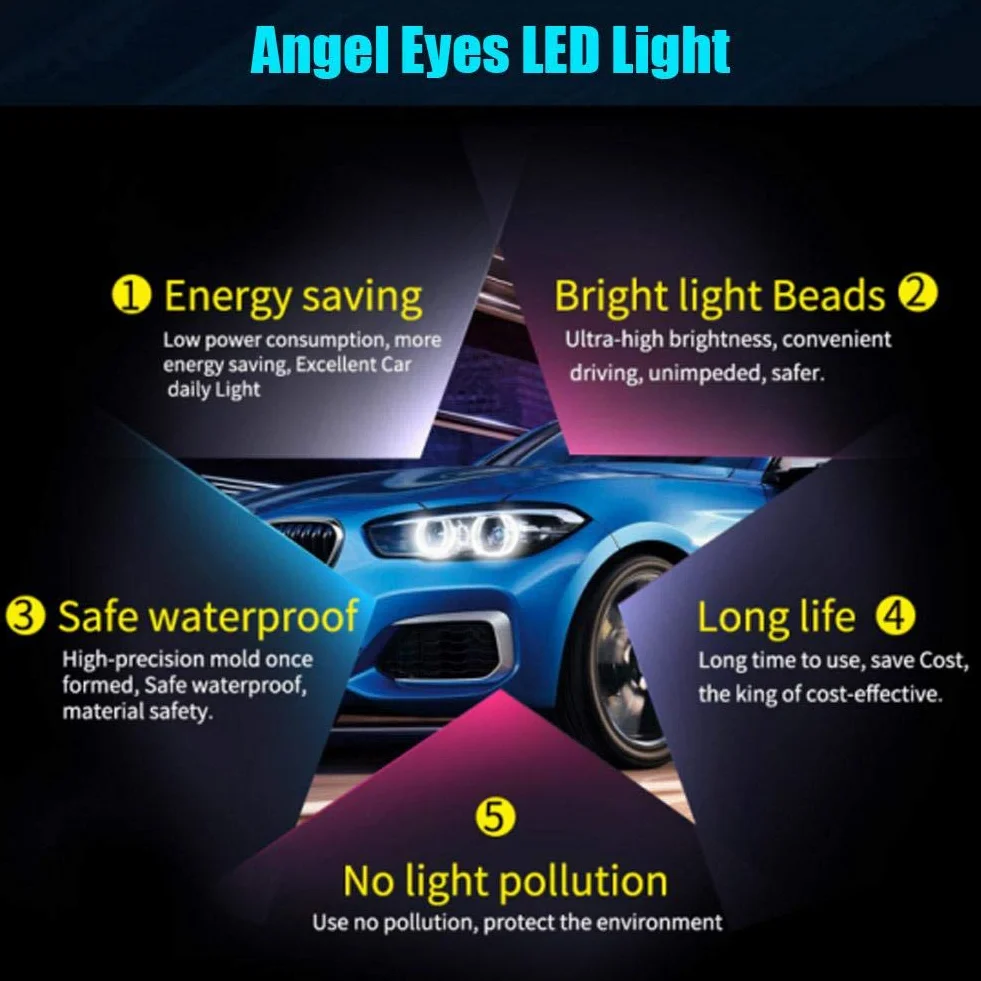 Angel Eyes Angel Eyes Led Pozycja 12 V 2 sztuki świecącego samochodu 6000k 5 W Światło do E60 E61 E39 E53