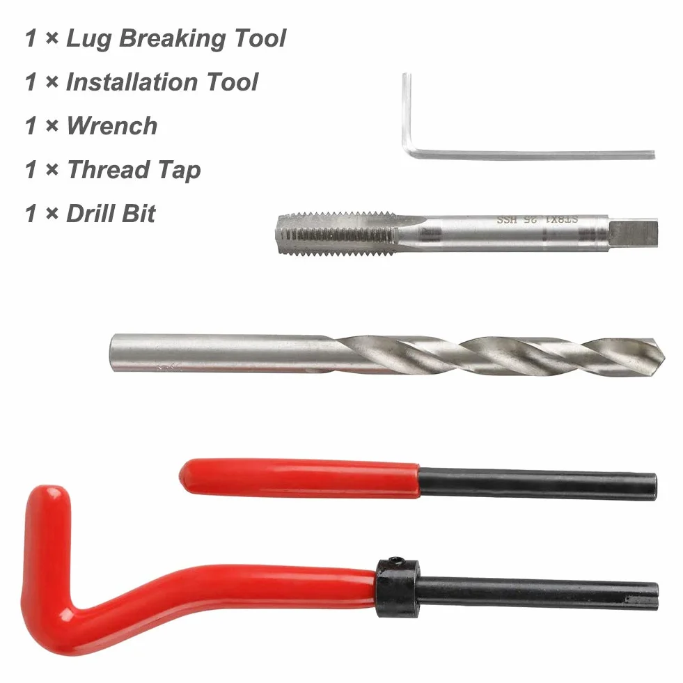 Zestaw do naprawy gwintów M5 x 0,8 mm, zestaw do naprawy gwintów ze stali nierdzewnej, zestaw naprawczy do gwintów do naprawy samochodu, 30 sztuk M5 x 0,8 mm, zestaw narzędzi ręcznych do naprawy samochodu