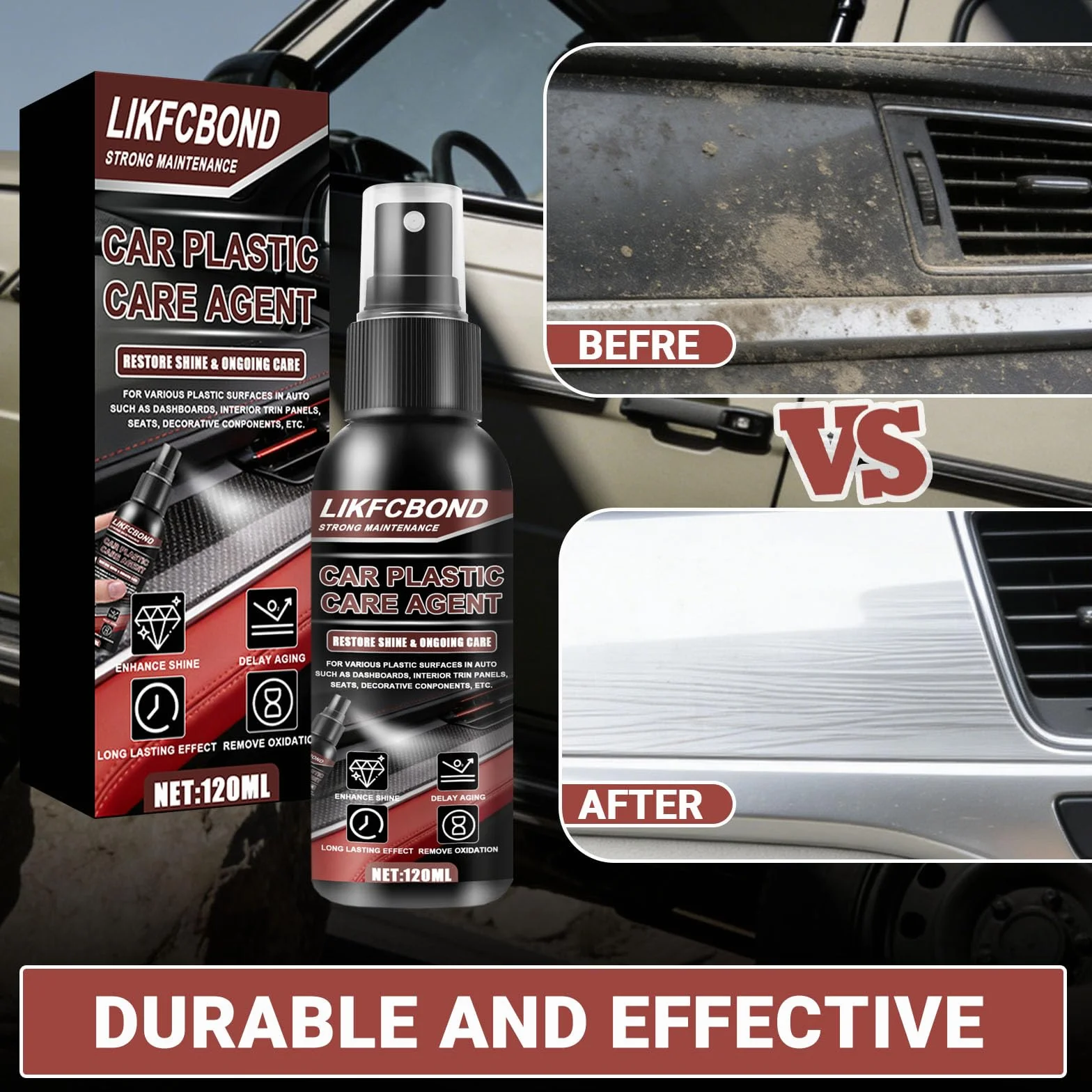 Plastic Restorer, 120ML Preparat do Regeneracji Plastiku, Środek do Odnawiania Tworzyw Sztucznych, Odporność na Promieniowanie UV do Renowacji Tworzyw Sztucznych na Zewnątrz i Wewnątrz