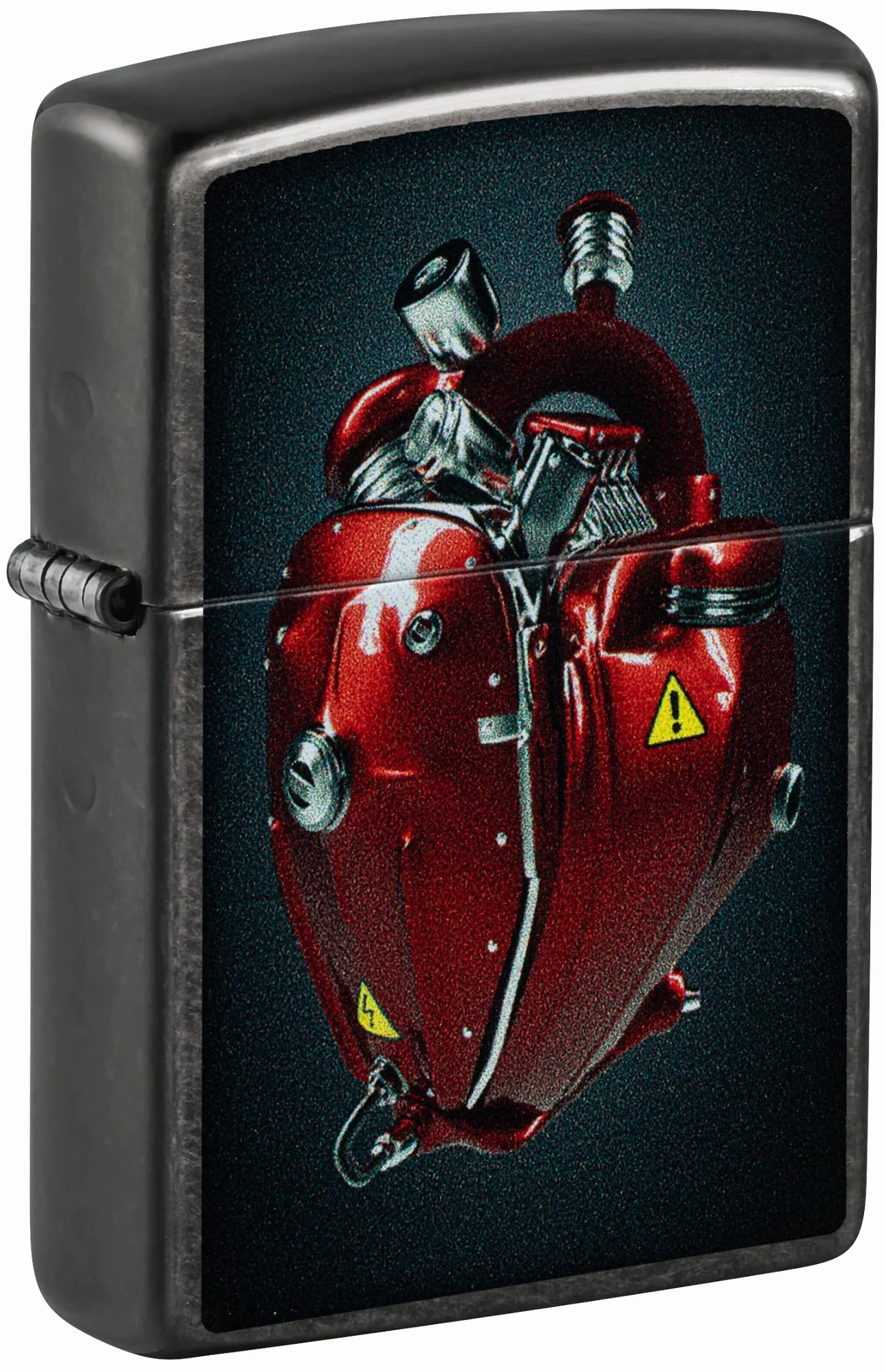 Zippo Heart Engine Zapalniczka Sztormowa, Kolorowy Nadruk, do Napełniania, Wielokrotnego Użytku, Wiatroodporna Konstrukcja, Pudełko na Prezent, Wykonano w USA, Szary (Gray Dusk)
