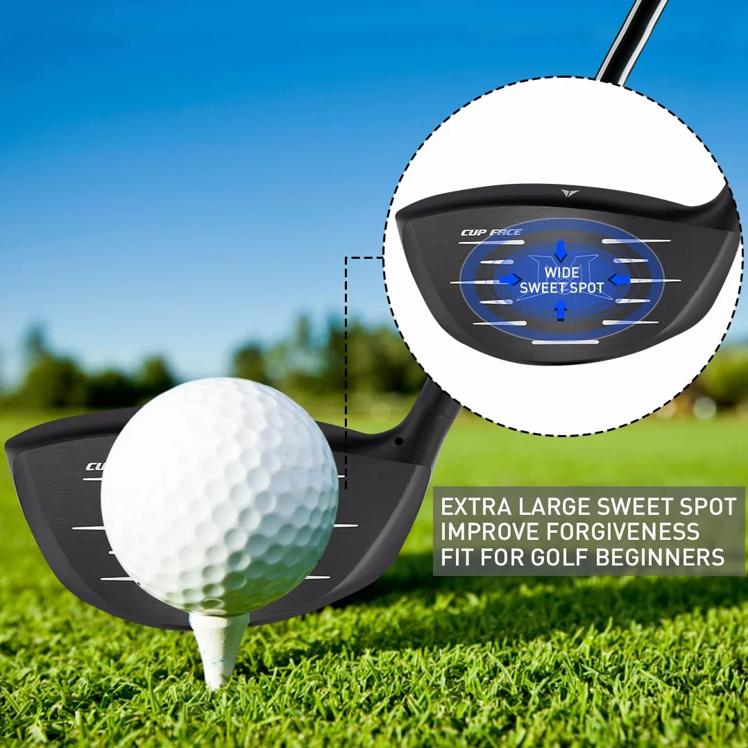 MAZEL Tytanowy kierowca golfowy dla mężczyzn 460 cm³ praworęczny, konstrukcja czołowa kubka premium maksymalizuje odległość piłki