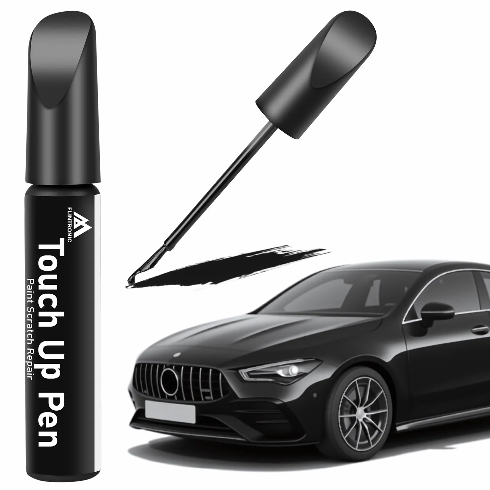 flintronic LC9X/2T pisak do lakieru, głęboka czerń, 12 ml, metaliczna farba naprawcza, dokładne dopasowanie, kompatybilny z VW/Volkswagen, do chipsów i zadrapań