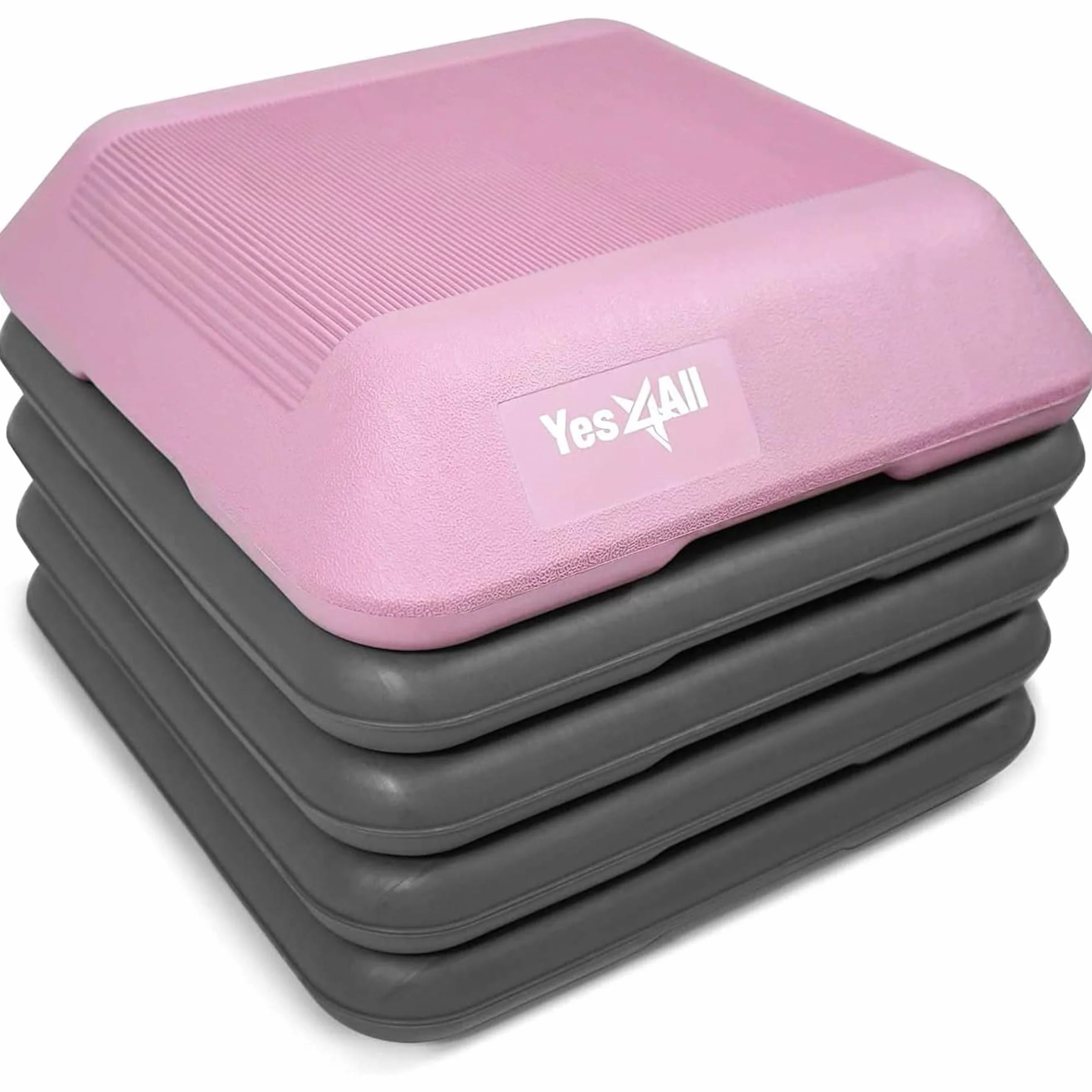 Yes4All CXKW 40,6 x 40,6 cm regulowana platforma aerobowa z wysokim stopniem z 4 pionami (różowo-szara)