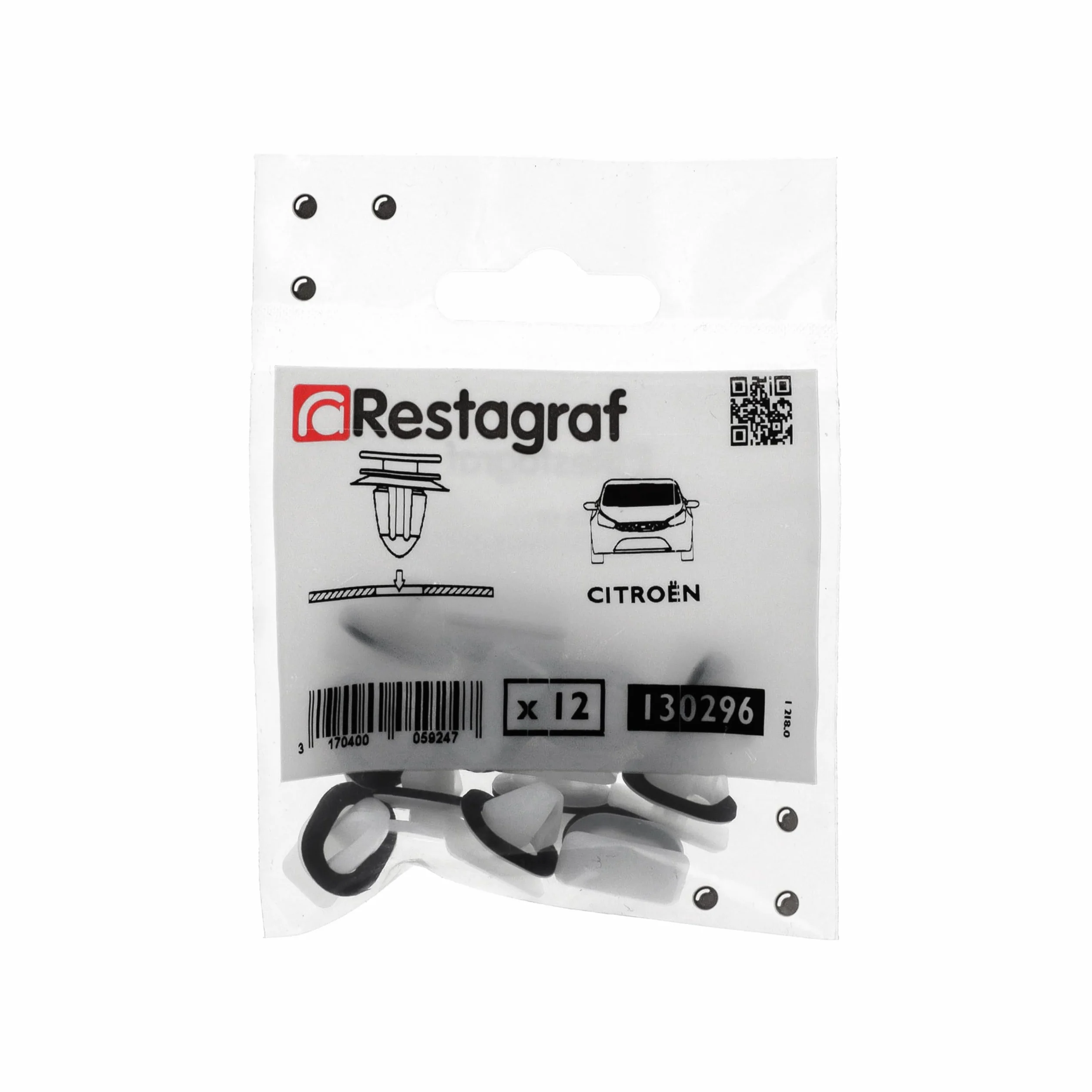 Restagraf - Klips do formowania - Kompatybilny z CITROËN C5 AIRCROSS - Nr ref. 130296 - Opakowanie 12 szt