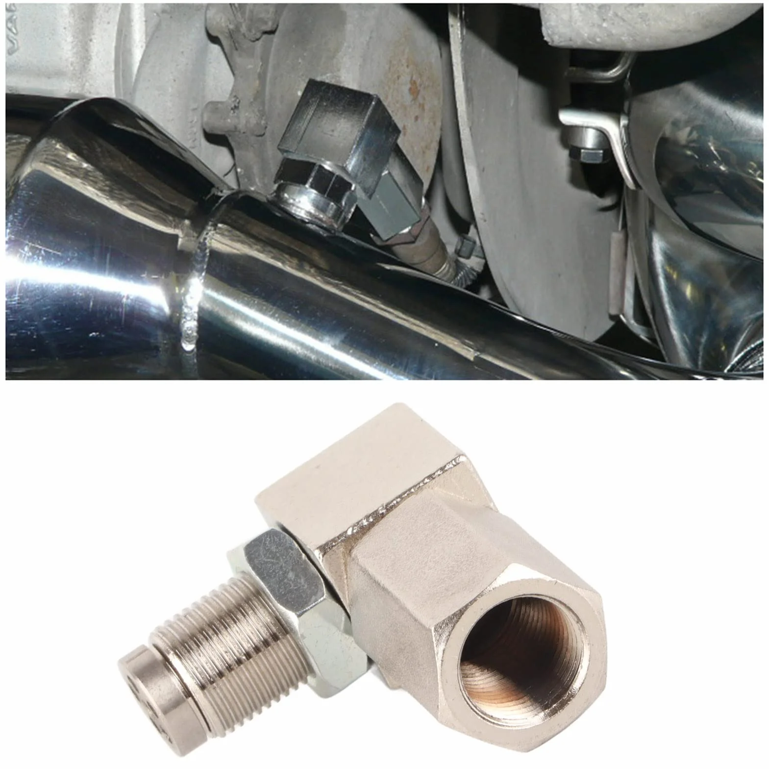 Konwerter Sondy Lambda, Element Dystansowy Czujnika Tlenu 90°, Element Dystansowy Samochodowej Sondy Lambda 90° CEL Bung Fix Check Engine Light M18X1.5 Katalizator