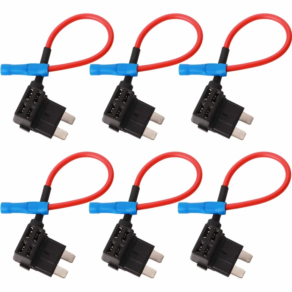 GTIWUNG Kran bezpiecznikowy 32 V, adapter bezpiecznikowy Add-a-Circuit, standardowy kran bezpiecznikowy, średni uchwyt bezpiecznika z wiązką przewodów (6 szt.)