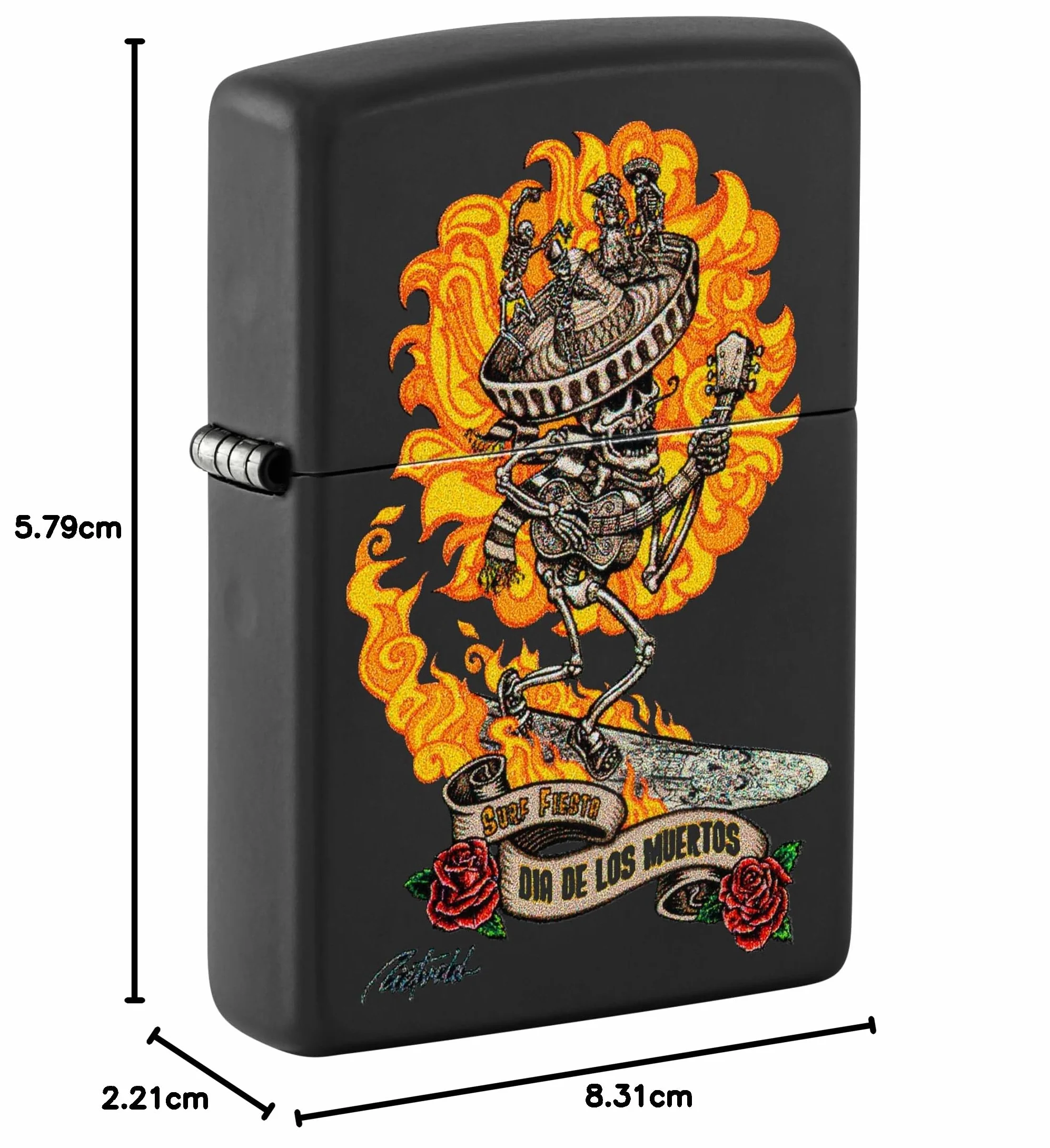 Zippo Rick Rietveld Zapalniczka Sztormowa, Kolorowy Nadruk, do Napełniania, Wielokrotnego Użytku, Wiatroodporna Konstrukcja, Pudełko na Prezent, Wykonano w USA, Kolor Czarny Matowy