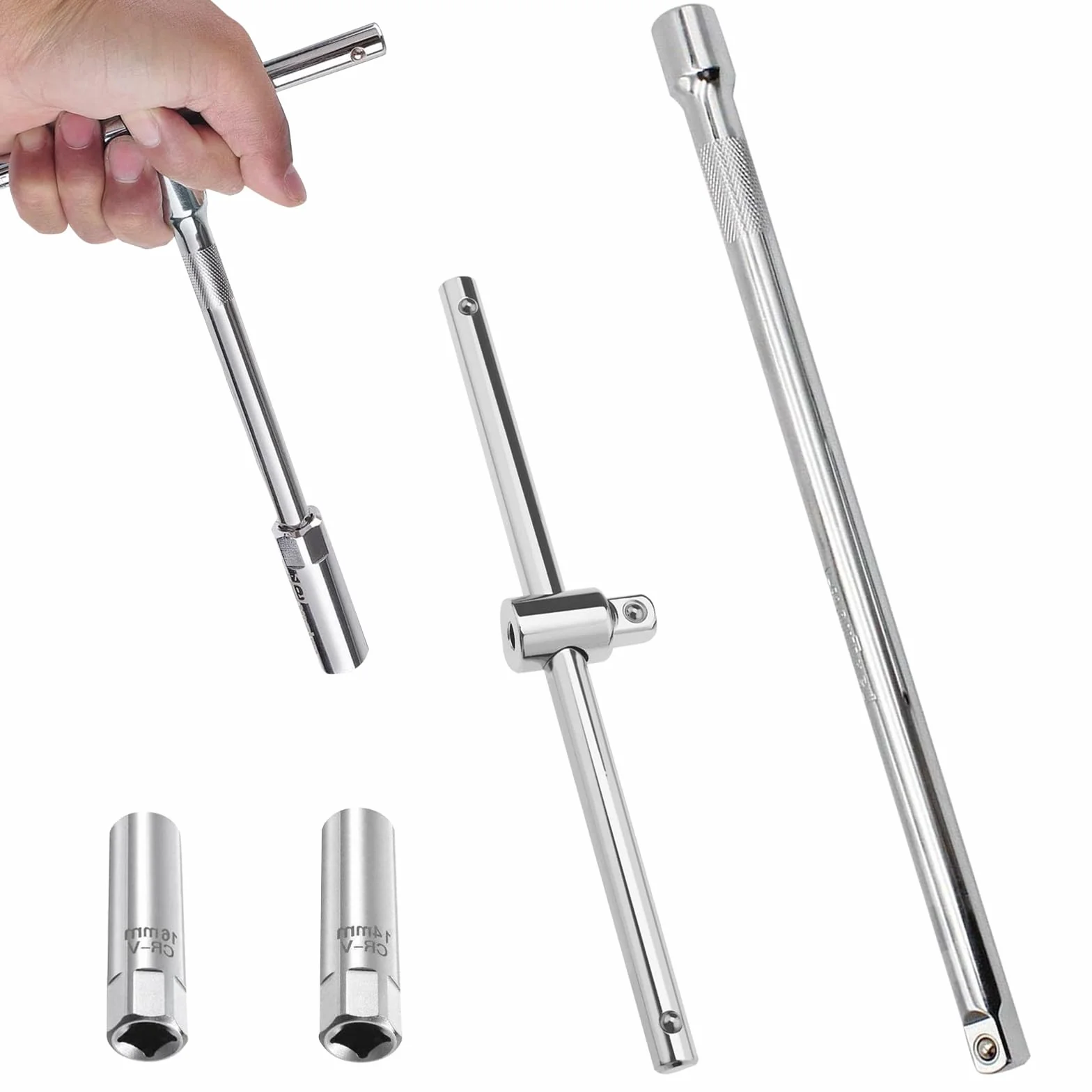 Klucz do świecy zapłonowej z uchwytem T, uniwersalny, elastyczny klucz do świecy zapłonowej, wysuwany uchwyt T, do świec zapłonowych 14 mm/16 mm, wychylny magnes, do samochodu, motocykla