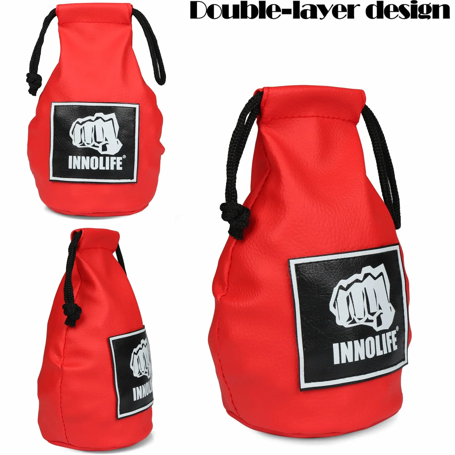INNOLIFE Worek bokserski slip bag, skórzana piłka do treningu refleksu, boksu, kickboxingu, MMA i treningu uników, czerwony (wypełnienie wchodzi w zakres dostawy)