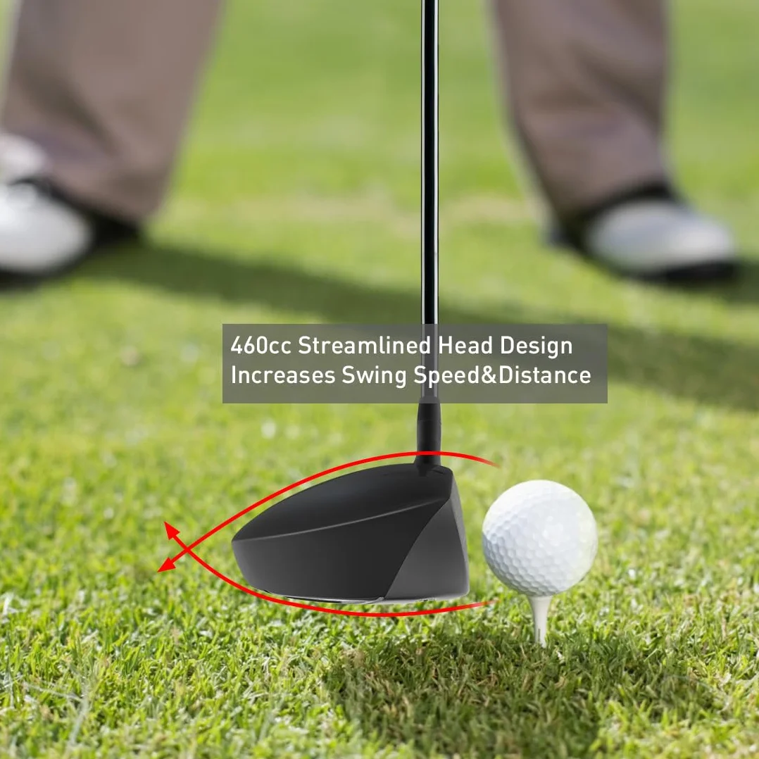 MAZEL Tytanowy kierowca golfowy dla mężczyzn 460 cm³ praworęczny, konstrukcja czołowa kubka premium maksymalizuje odległość piłki