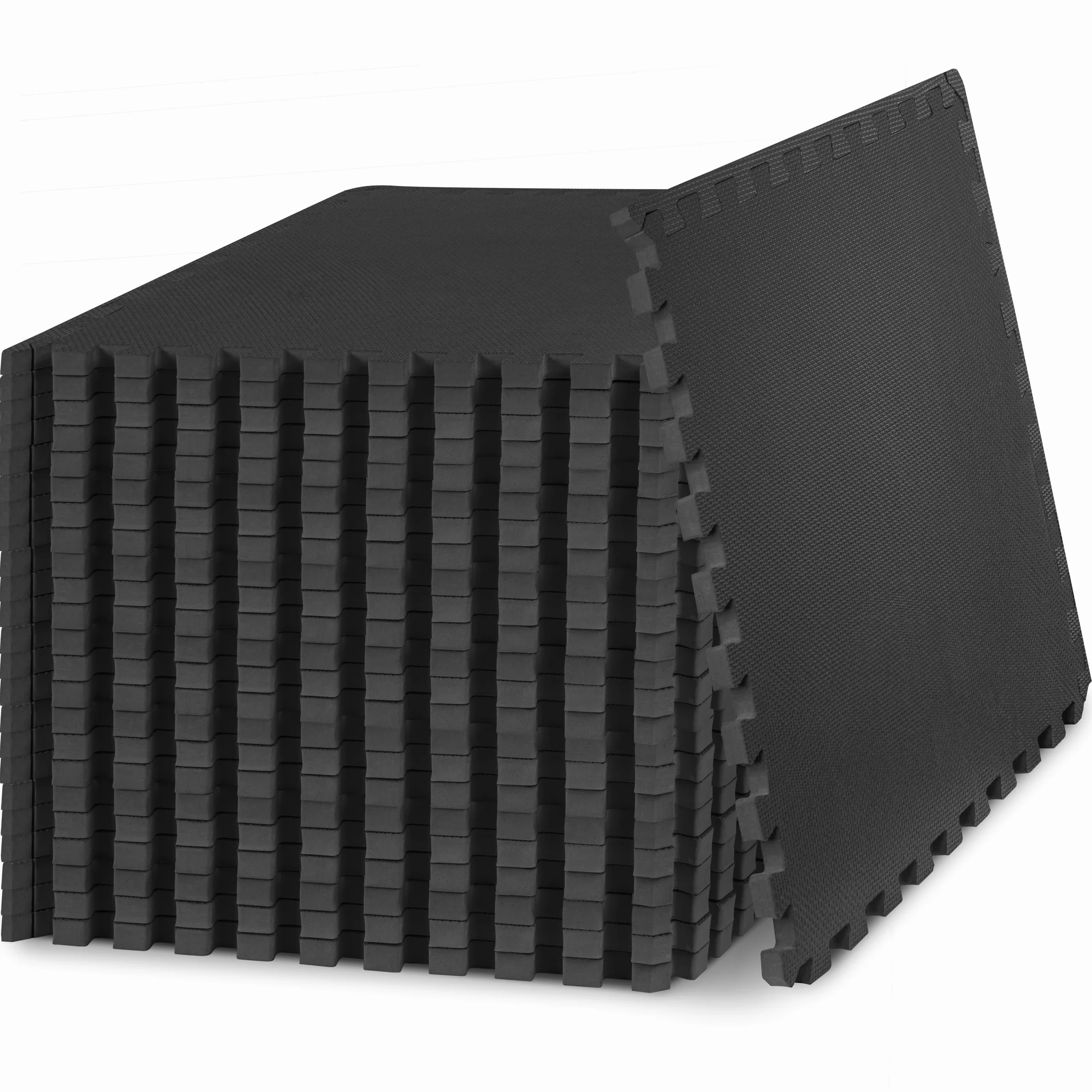 Prosource Fit Bardzo gruba mata do ćwiczeń Puzzle 3/4" lub 2,5 cm, płytki blokujące z pianki EVA, do ochrony, amortyzowanych podłóg treningowych, do domu i na siłownię