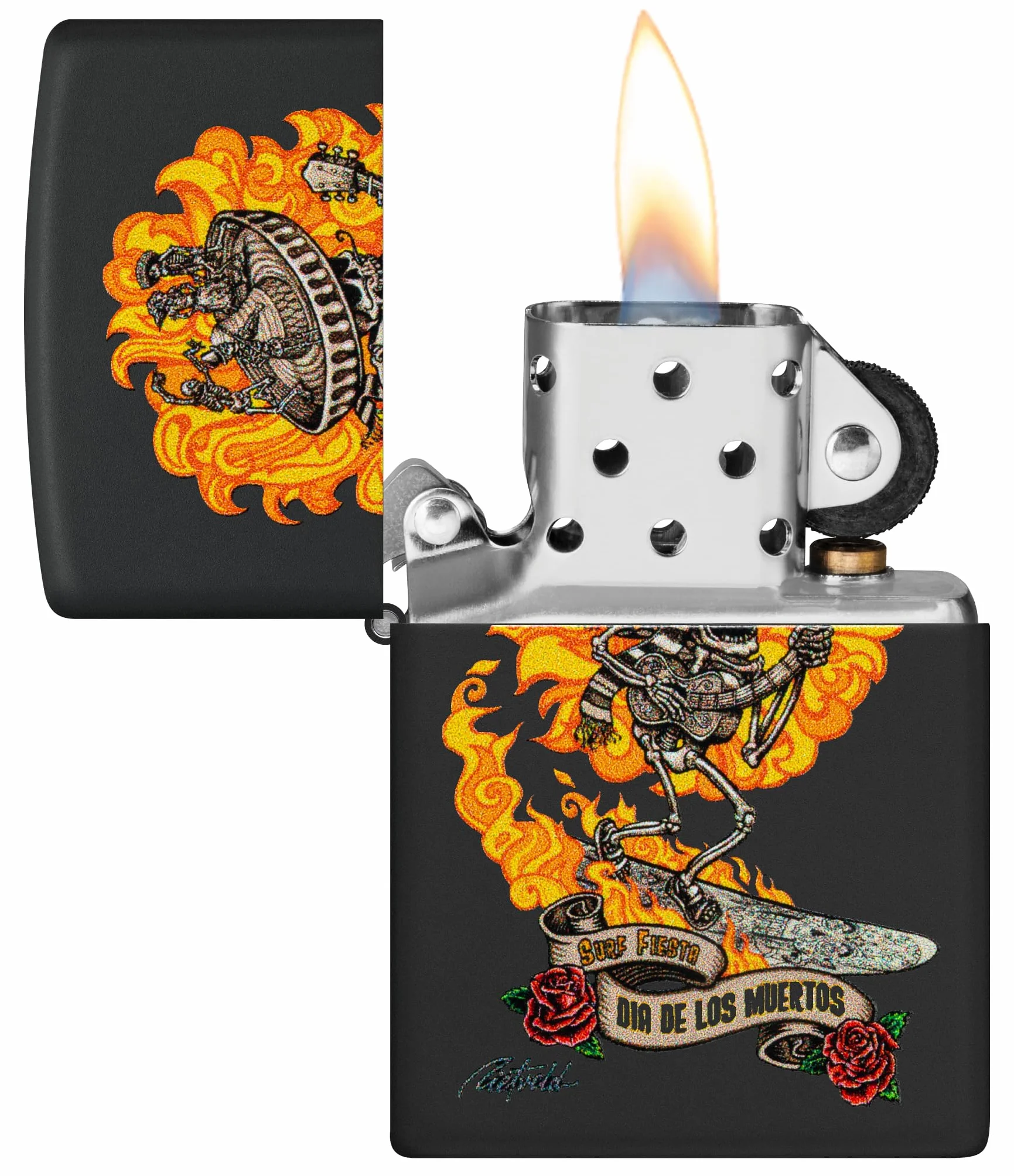 Zippo Rick Rietveld Zapalniczka Sztormowa, Kolorowy Nadruk, do Napełniania, Wielokrotnego Użytku, Wiatroodporna Konstrukcja, Pudełko na Prezent, Wykonano w USA, Kolor Czarny Matowy