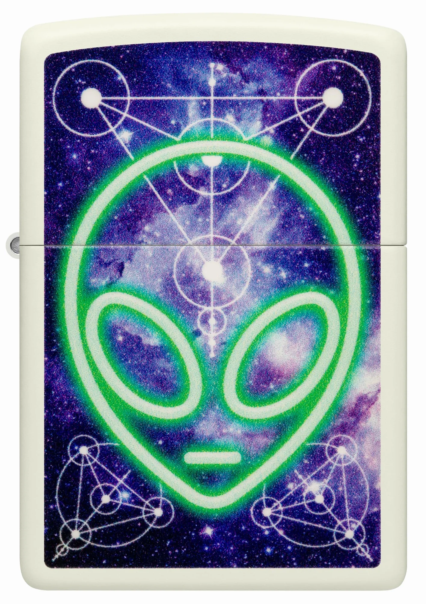 Zippo Alien Zapalniczka Sztormowa, Kolorowy Nadruk, do Napełniania, Wielokrotnego Użytku, Wiatroodporna Konstrukcja, Pudełko na Prezent, Wykonano w USA, Kolor Świecący w Ciemności (Glow-In-The-Dark)