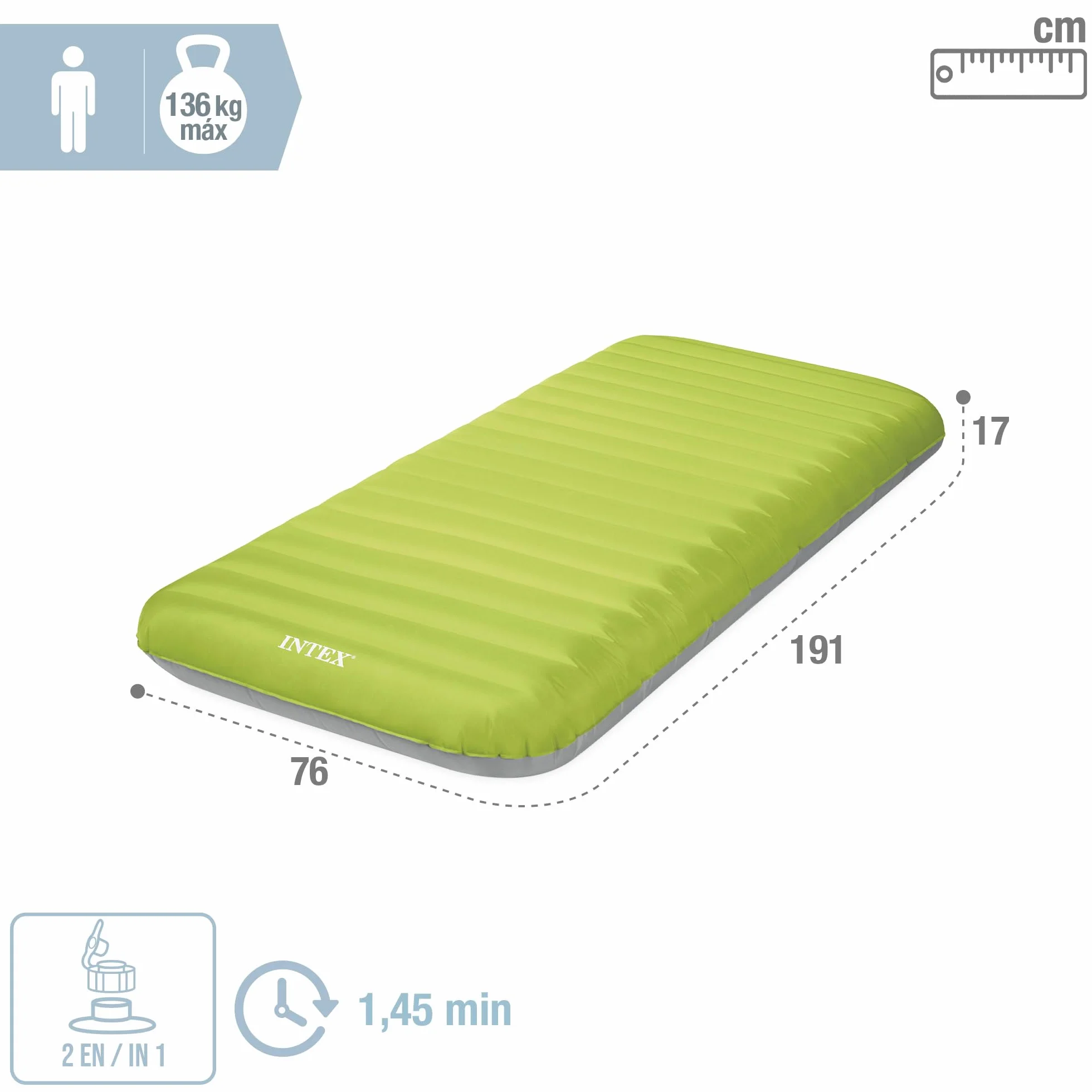 Intex Materac dmuchany, łóżko nadmuchiwane, wielokolorowe