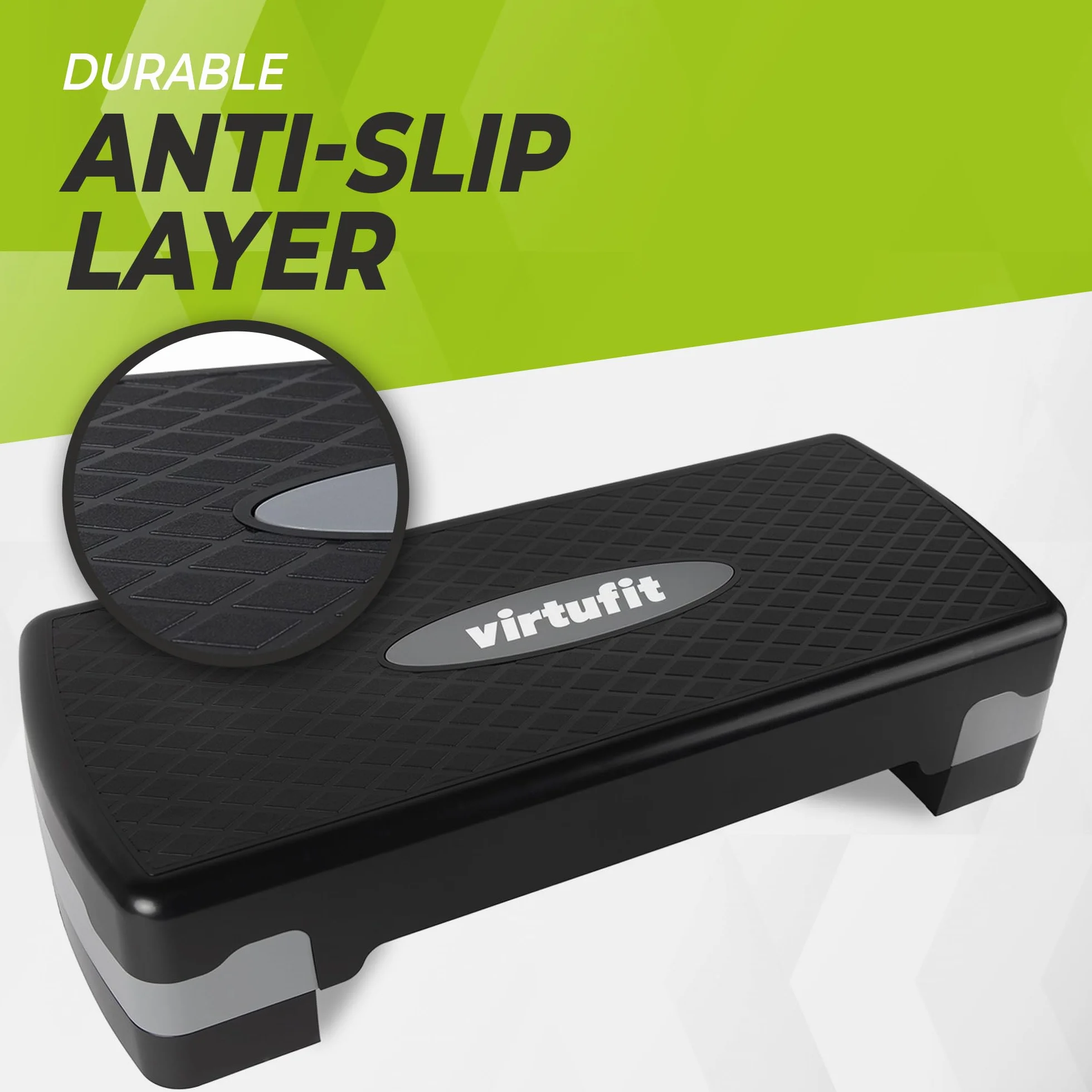 VirtuFit Essential Aerobic Fitness – stepper do domu, z regulacją wysokości i antypoślizgowy, do aerobiku, gimnastyki i fitnessu I Home Step Bench