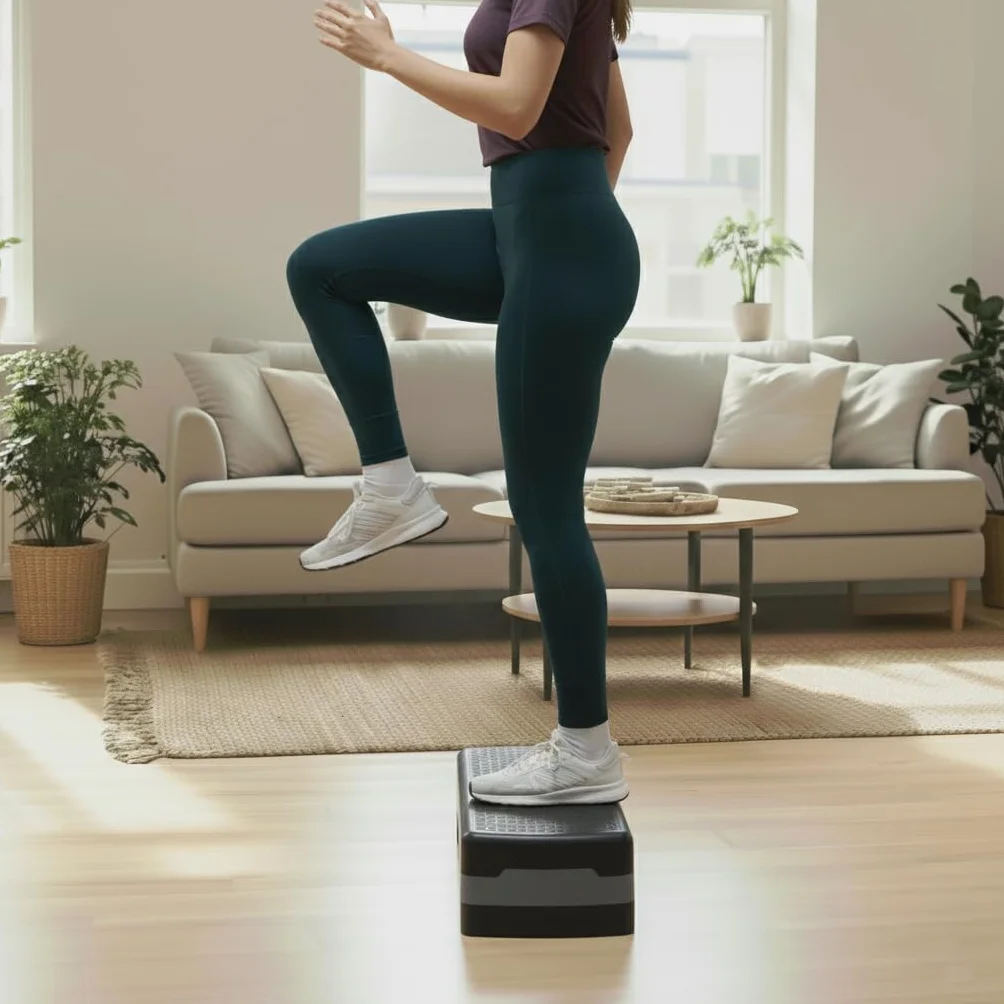 VirtuFit Essential Aerobic Fitness – stepper do domu, z regulacją wysokości i antypoślizgowy, do aerobiku, gimnastyki i fitnessu I Home Step Bench
