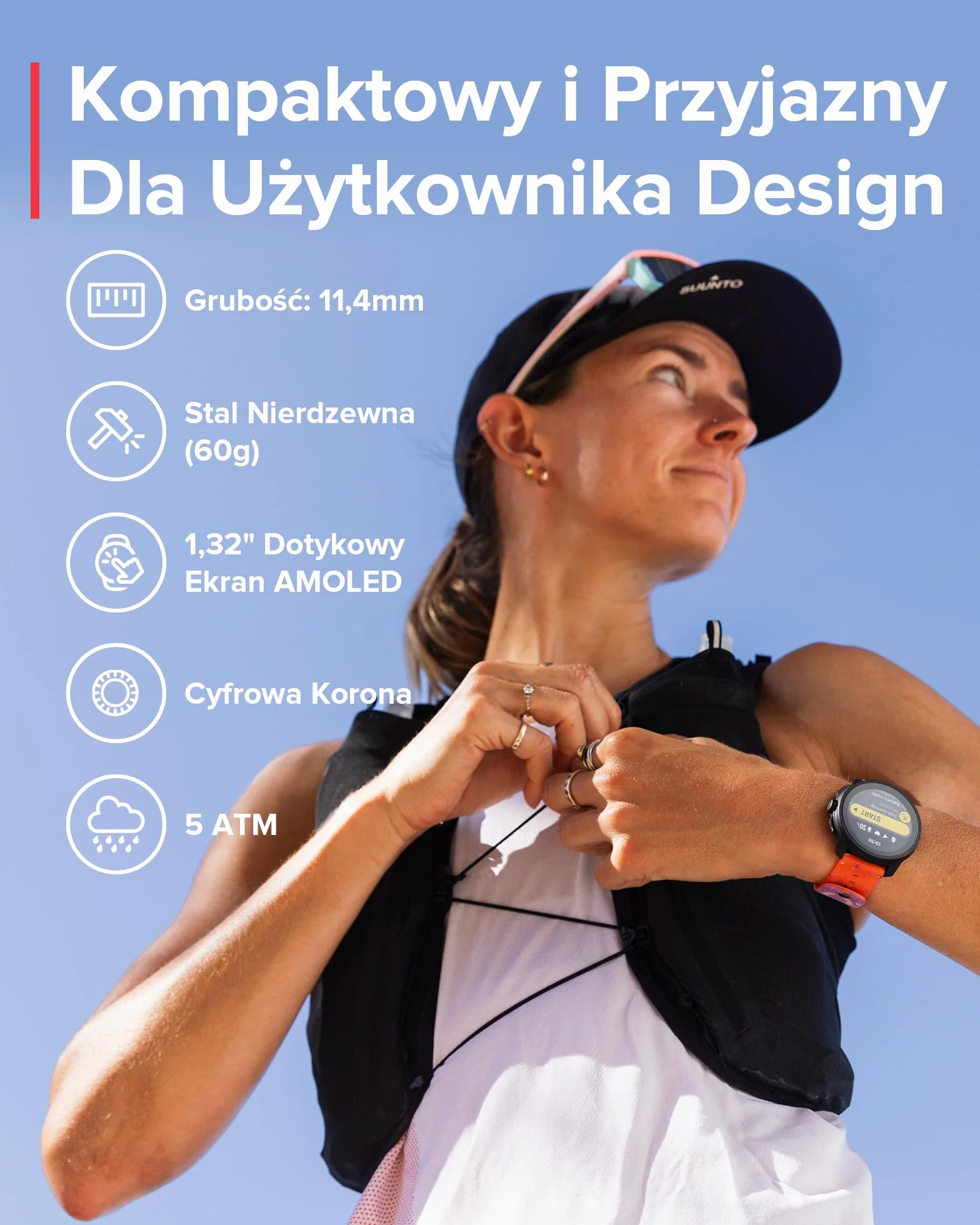 SUUNTO Race S Zegarek Biegowy z Ekranem Dotykowym Amoled, Dwuzakresowy Gps Zegarek Sportowy, Śledzenie Hrv i Snu, Plan Treningowy Oparty na Si, Bezpłatne Mapy Offline, Wodoodporność do 50M