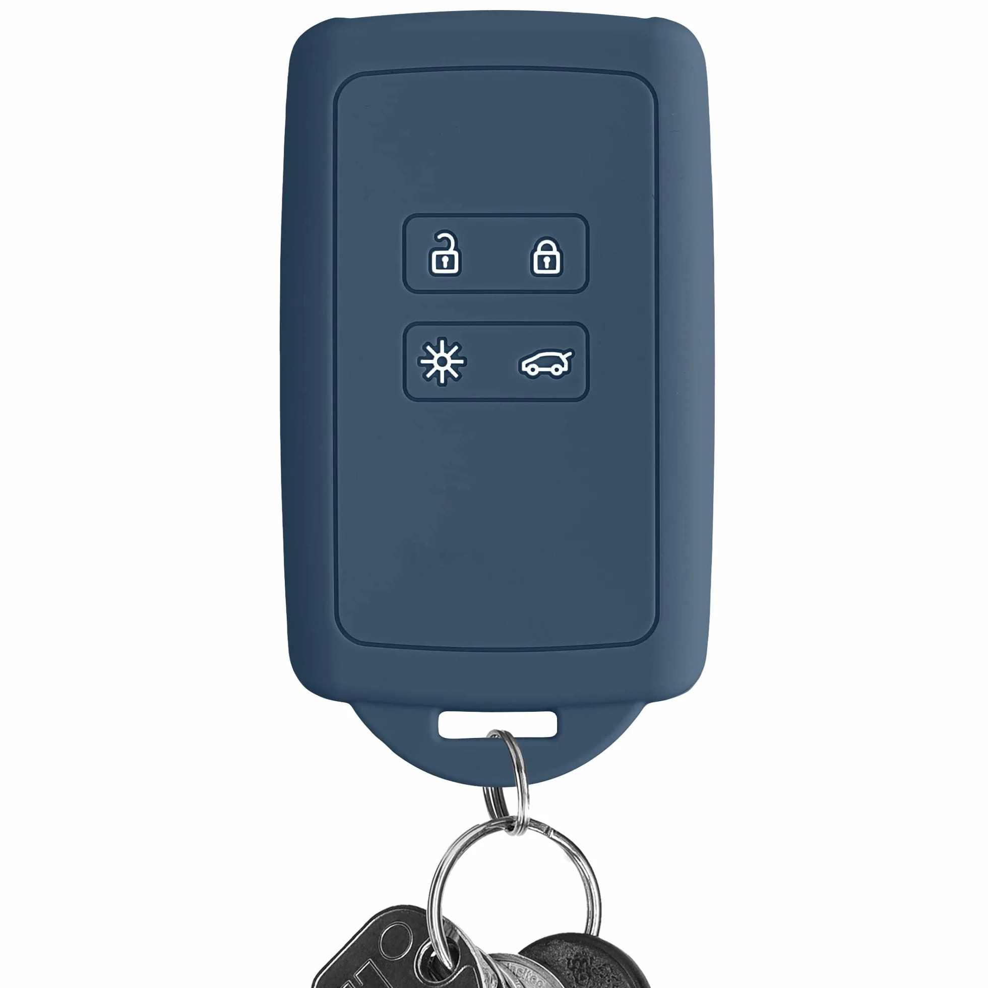 kwmobile Pokrowiec na kluczyk samochodowy kompatybilny z Renault 4-Tasten Smartkey Autoschlüssel (nur Keyless Go) - silikonowy pokrowiec ochronny na klucze z wbudowanym oczkiem - ciemny łupek