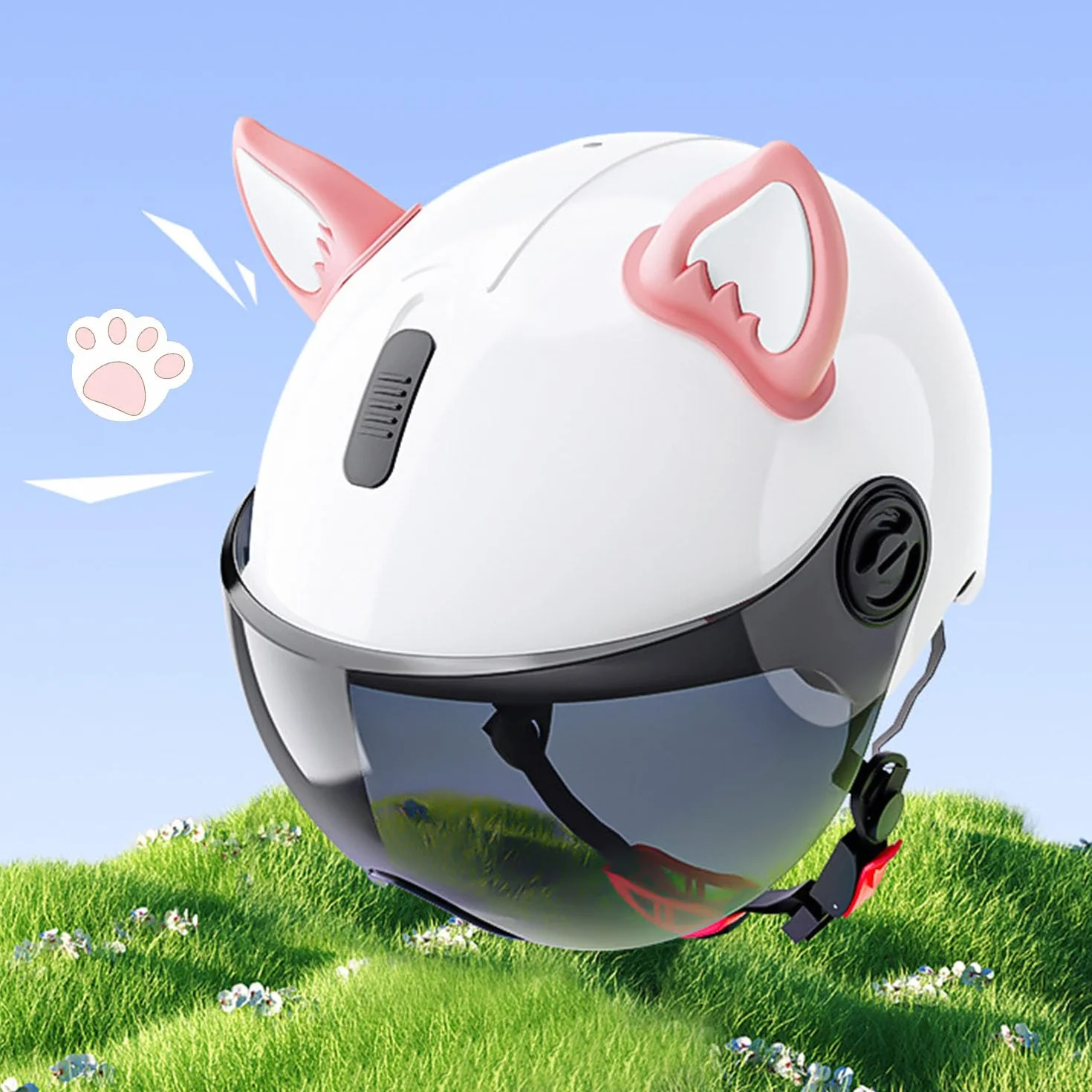6 sztuk naklejek na kask motocyklowy z uszami kota, na kask motocyklowy, dekoracyjne uszy, kask narciarski, uszy