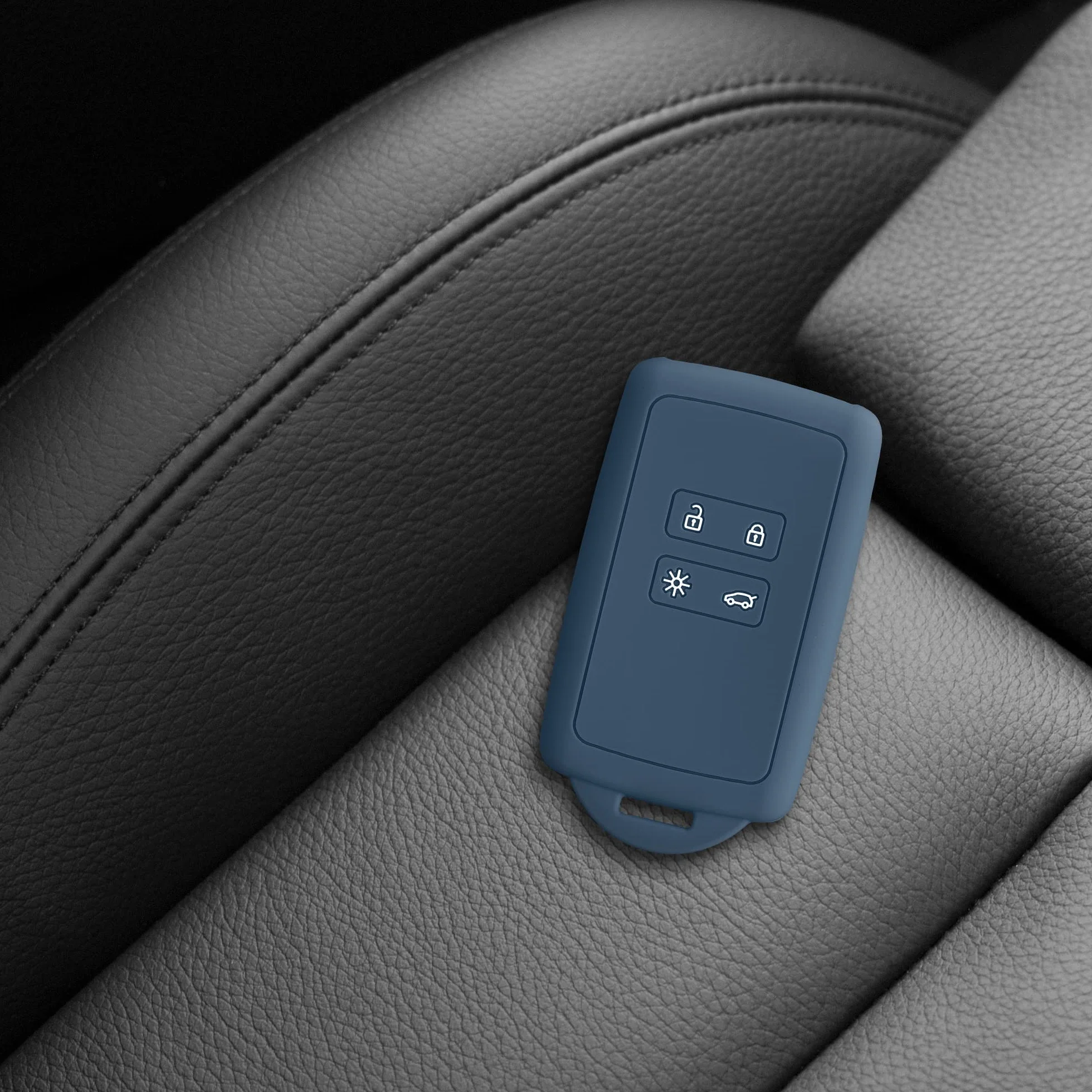 kwmobile Pokrowiec na kluczyk samochodowy kompatybilny z Renault 4-Tasten Smartkey Autoschlüssel (nur Keyless Go) - silikonowy pokrowiec ochronny na klucze z wbudowanym oczkiem - ciemny łupek