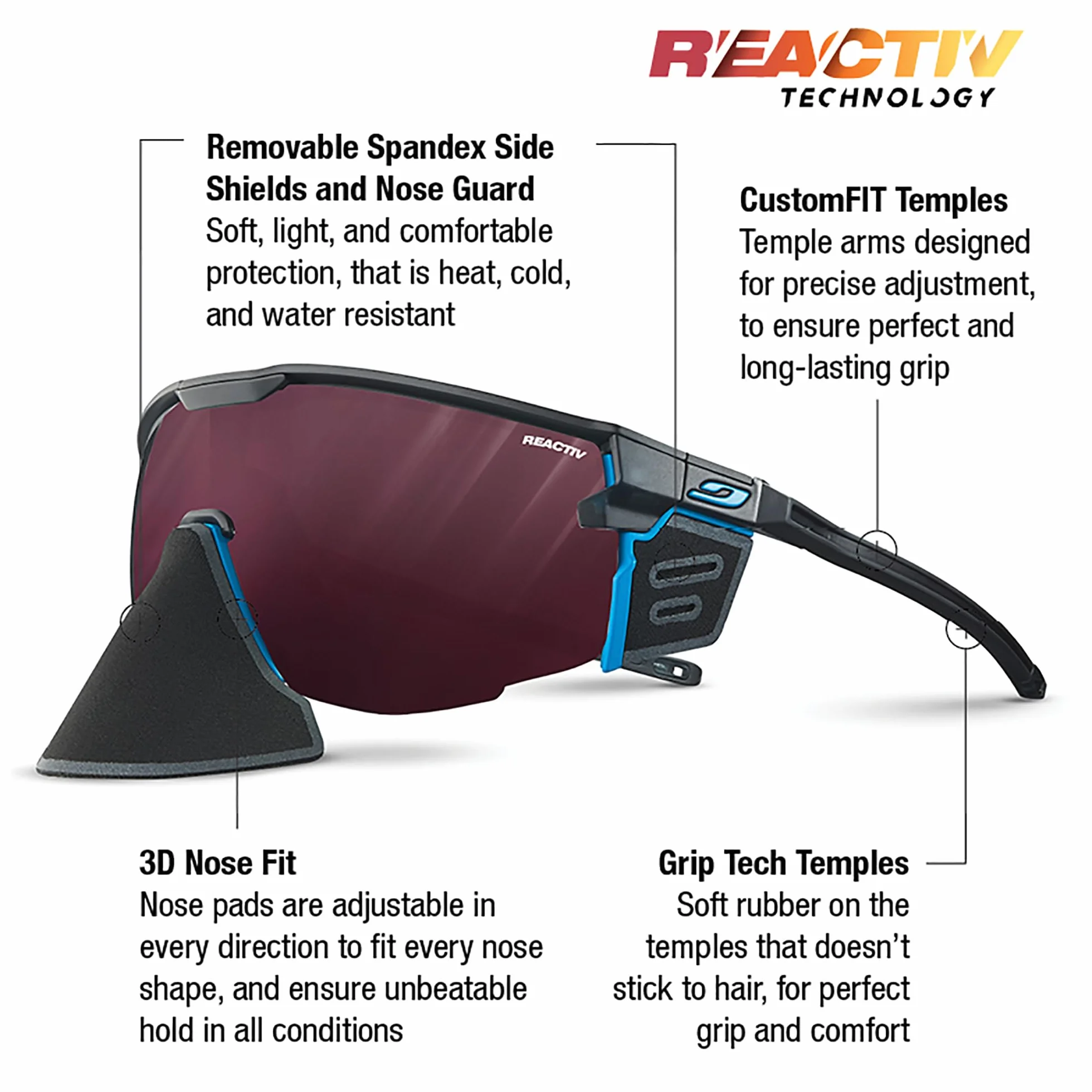 Julbo Ultimate Cover Okulary przeciwsłoneczne Mixed, Niebieski, L