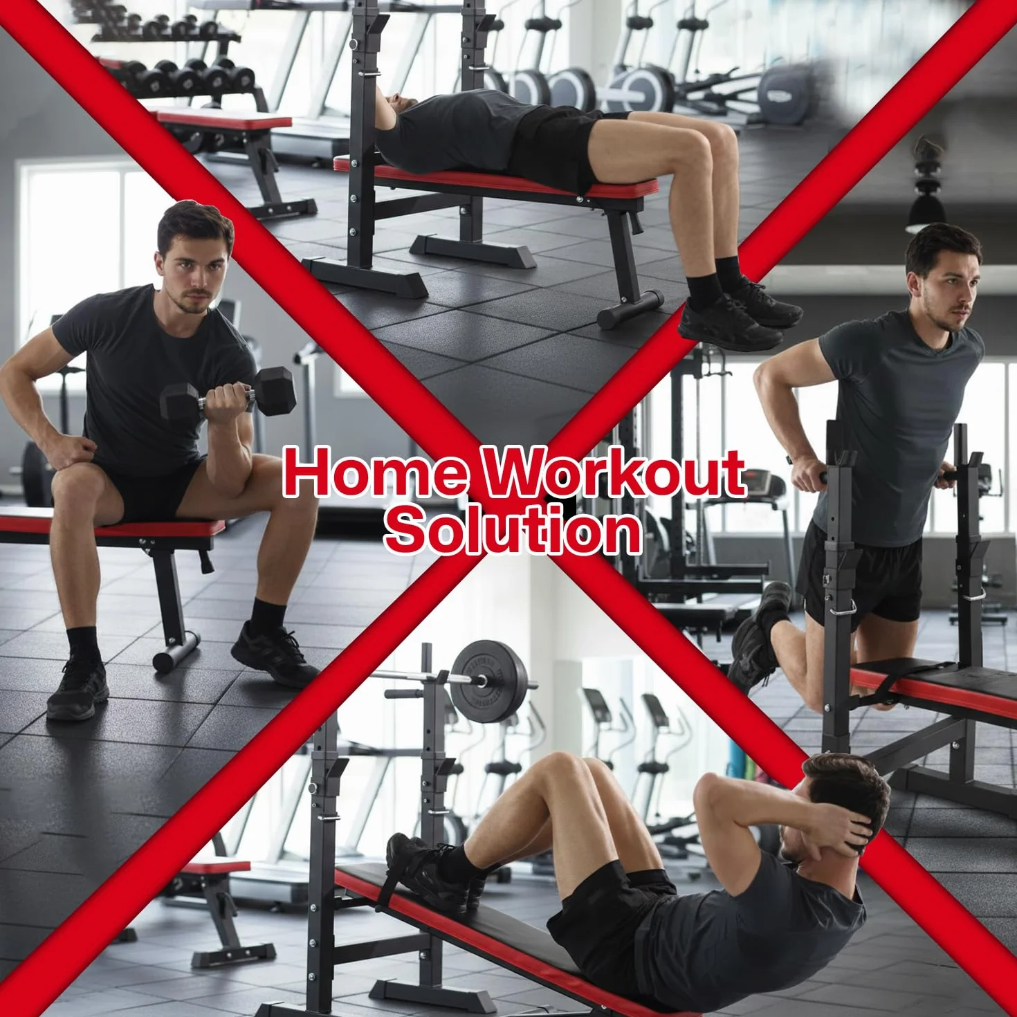 MAXSTRENGTH Trening dom siłownia fitness ławka narzędzie do ćwiczeń ławka do ćwiczeń, regulowana waga ławka ulepszone szersze siedzenie wielofunkcyjna składana wyciskana ławka do ćwiczeń (czarny/czerwony)