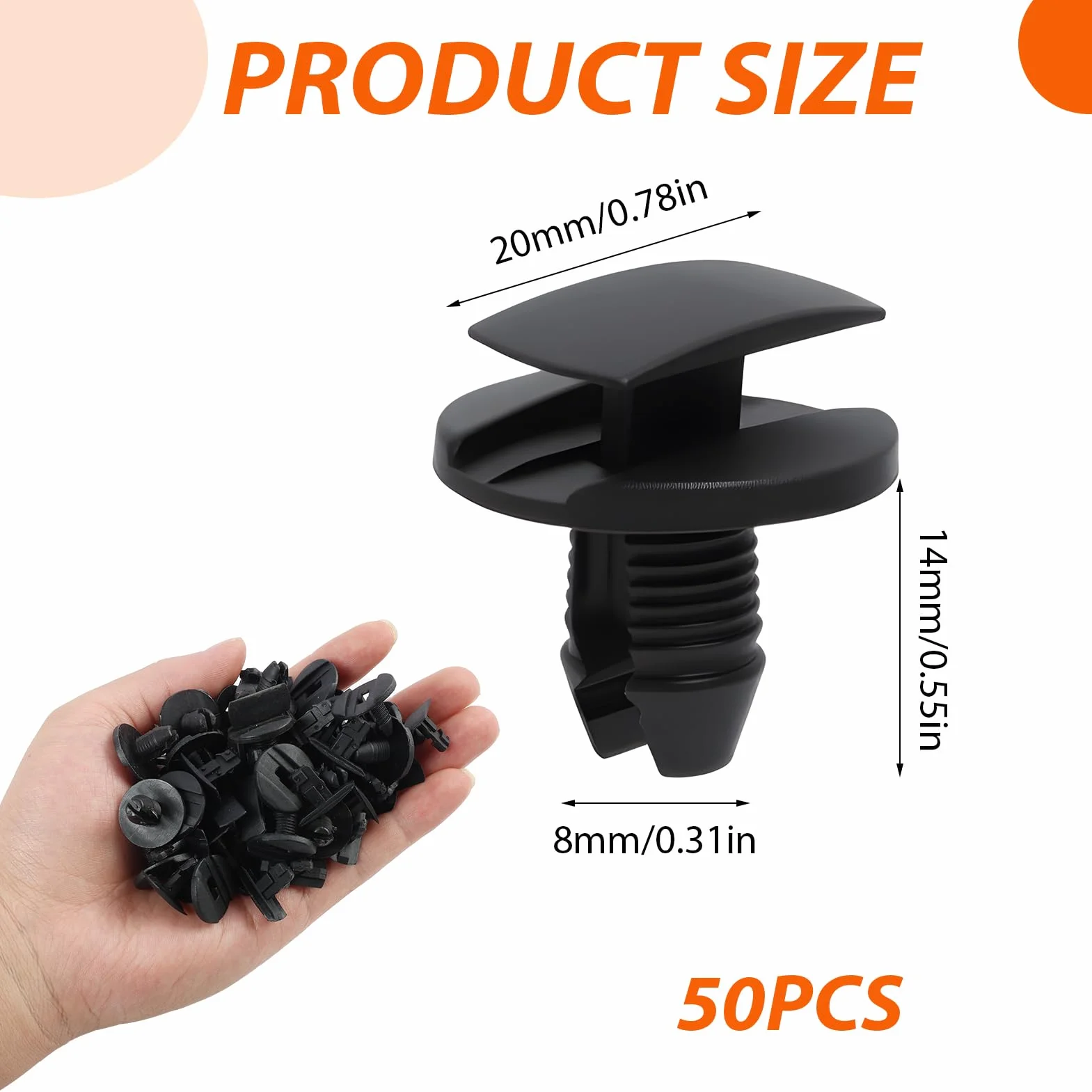 50 klipsów mocujących Parechocs 8565.53 1609267280, klipsy samochodowe do Citroen Peugeot Jumpy Berlingo C3 C4 C5 C6 Clio 2 206 307 308 Expert, plastikowe nity samochodowe, mocowanie błotnika