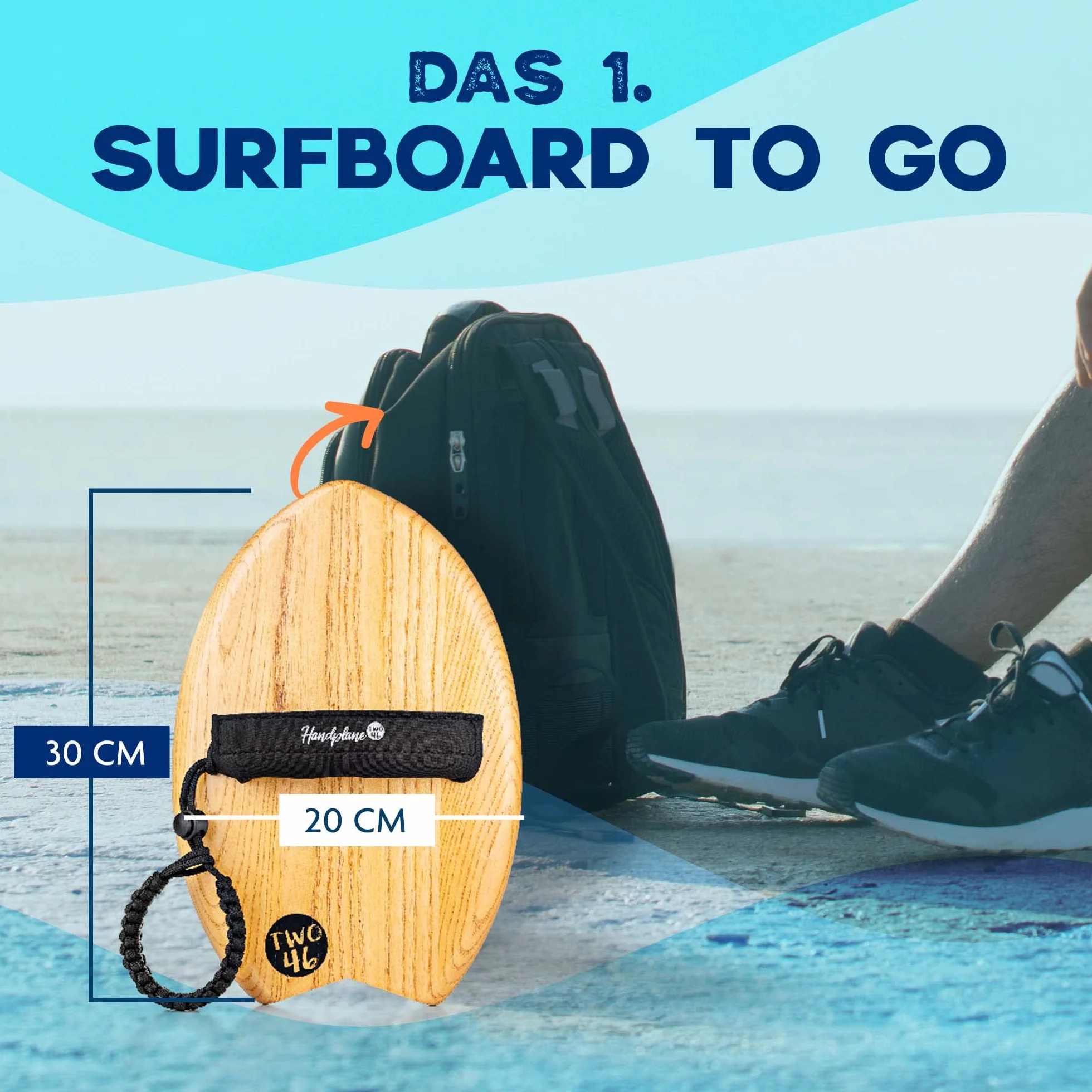 Woodsandwaves Deska surfingowa - 1. deska surfingowa to Go | Nowatorska ręka - deska surfingowa z odpornego na pęknięcia twardego drewna (w zestawie torba) | Bodyboard - Surf Trend z Australii dla