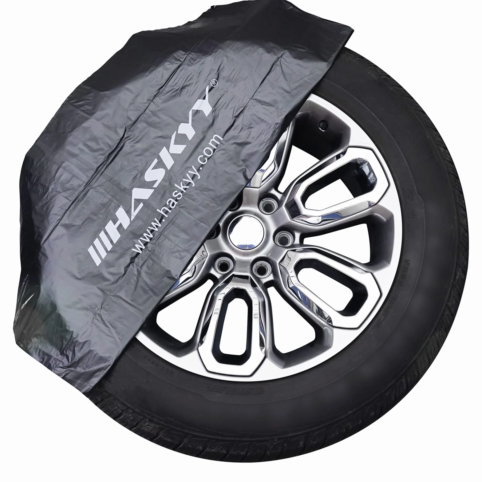 HASKYY XXL Zestaw worków na opony 4-częściowy 110x110cm do 22 cali Premium Pokrowce na opony, zestaw toreb do przechowywania, transportu i przechowywania opon - CZARNY