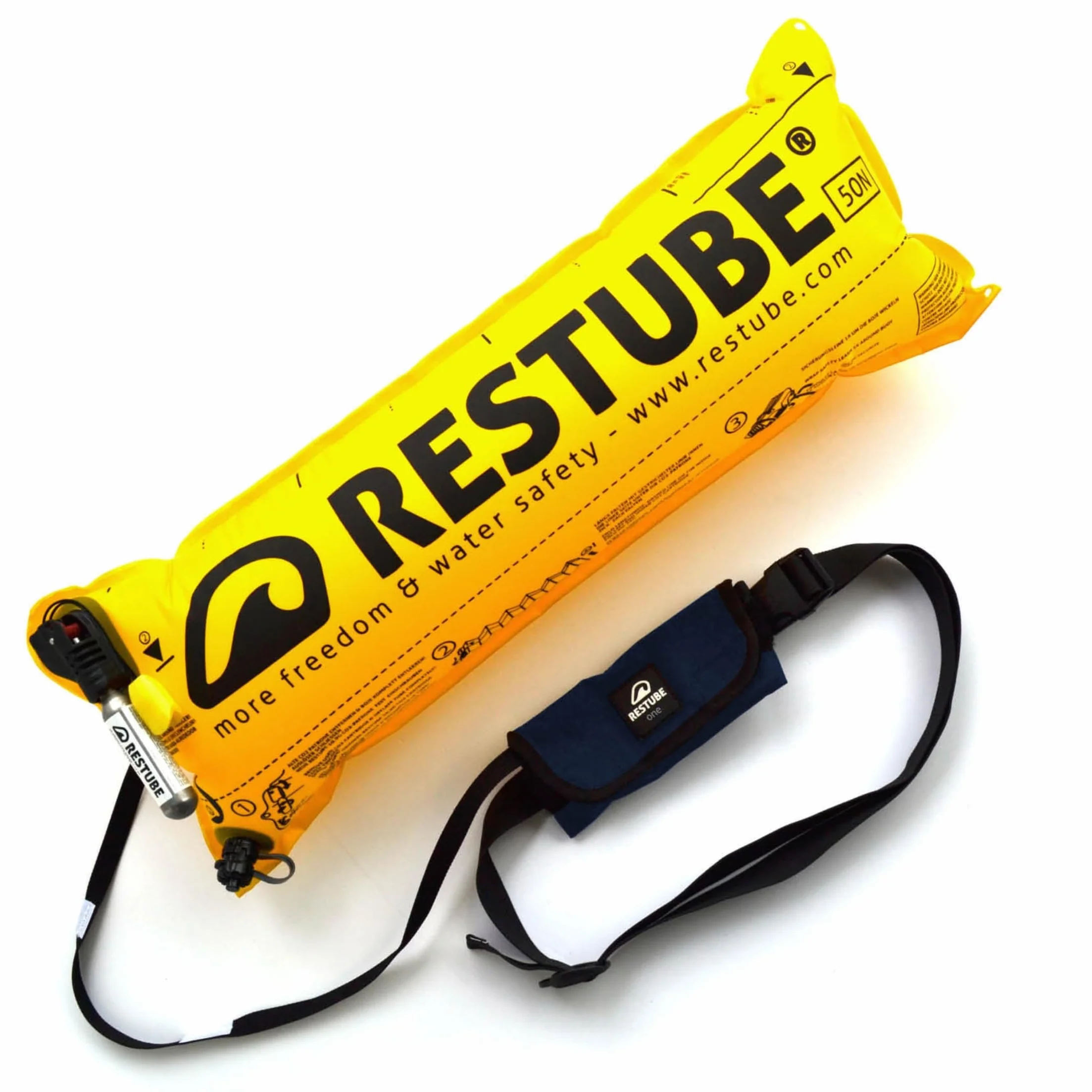 Restube BEACH One-Pull Inflatable Water Safety Boja | Spławikowa pomoc wypornościowa do pływania, wędkowania, żeglarstwa i SUP | Kompaktowy rozmiar pasuje do wszystkich desek survivalowych
