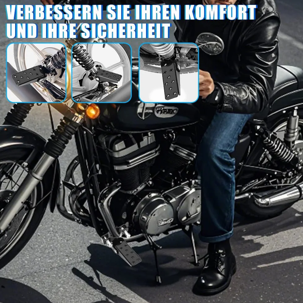 Podnóżki motocyklowe, podnóżki, rowery, pedały motocyklowe, pedały podnóżkowe, czarne, stylowe, montowane bezpośrednio w wygodnym punkcie obrotowym, wykonane z wytrzymałego metalu (czarne)