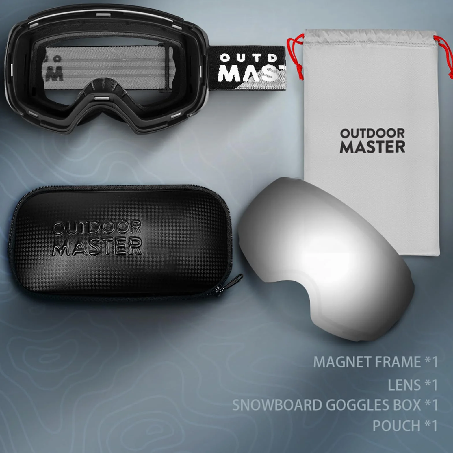 OutdoorMaster Gogle narciarskie PRO - bezramkowe, wymienne soczewki 100% ochrona UV400 Ski Snowboardowe gogle dla mężczyzn, kobiet i młodzieży