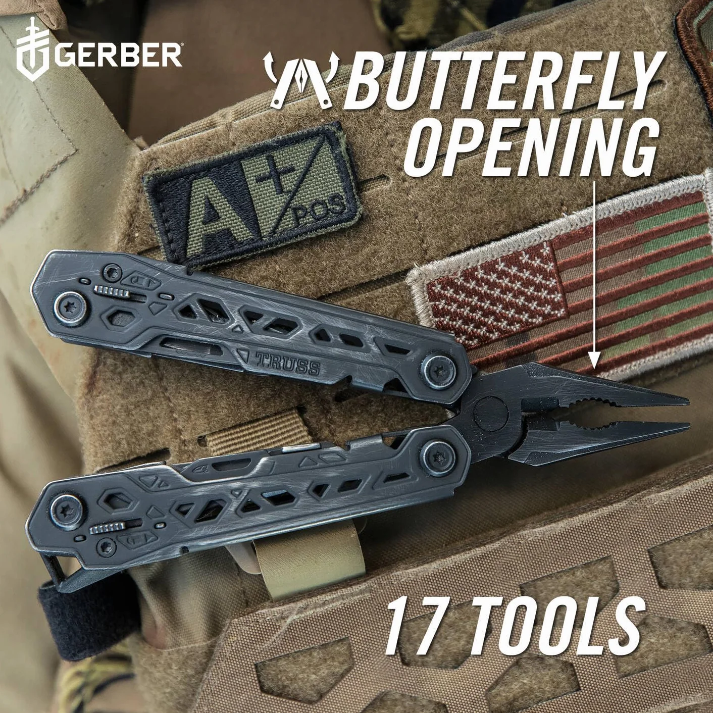 Gerber Wielofunkcyjne narzędzie z nylonową pochwą i 17 funkcjami, Truss Multi Tool, czarne, 30-001780