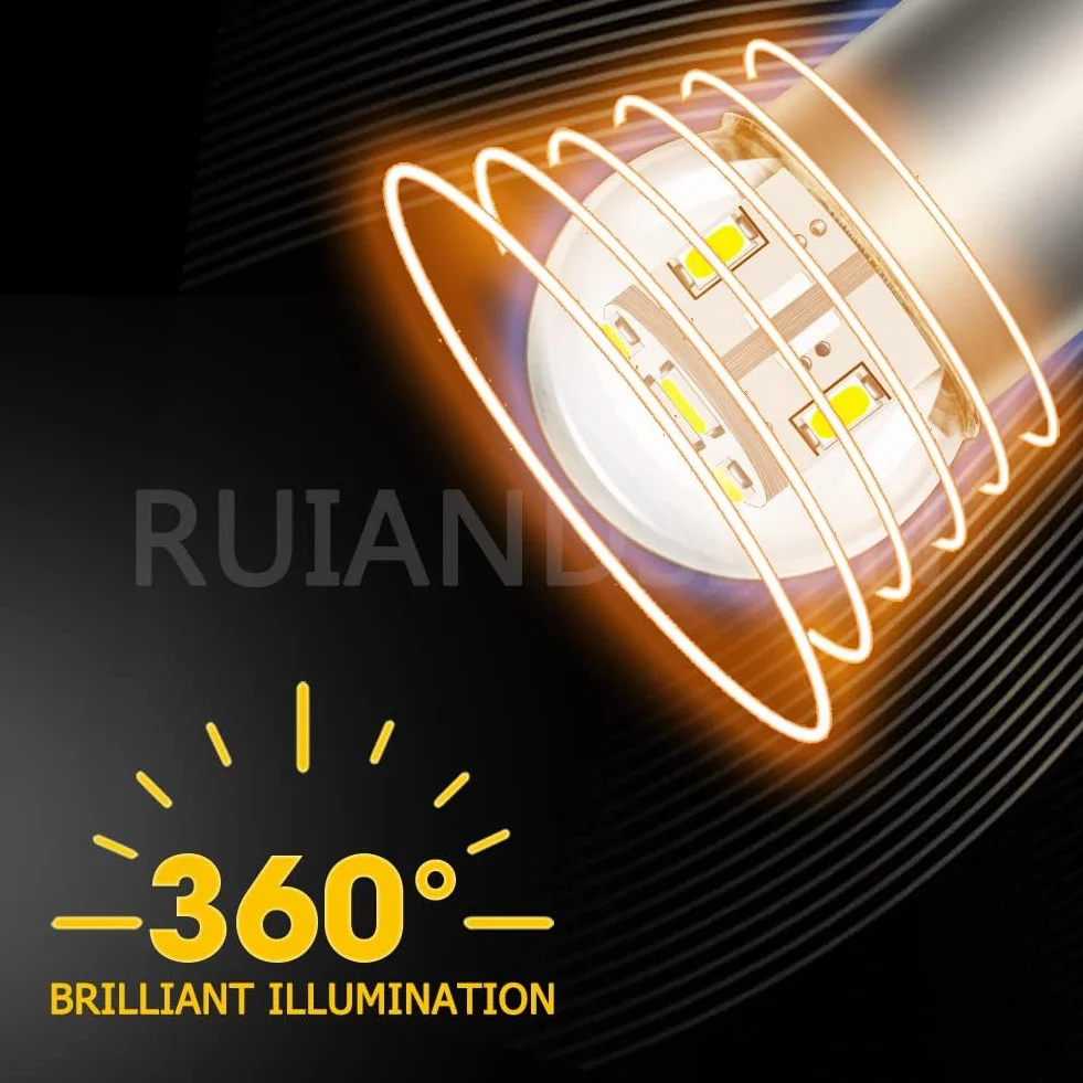 Ruiandsion 2 żarówki LED BA15D 6V 1130 1142 1176 białe 3014 12SMD Zamienne żarówki LED do tylnych świateł samochodowych, przyczep, łodzi morskich, kamperów, łodzi.