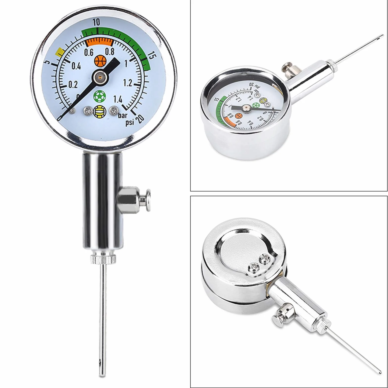 Ejoyous Mini Miernik Ciśnienia Powietrza, Manometr Noża Ciśnieniowego do Koszykówki Siatkówki Piłkarskiej z Precyzyjnym Pomiarem 0-1.4 BAR 0-20 PSI Portable Akcesoria Sportowe