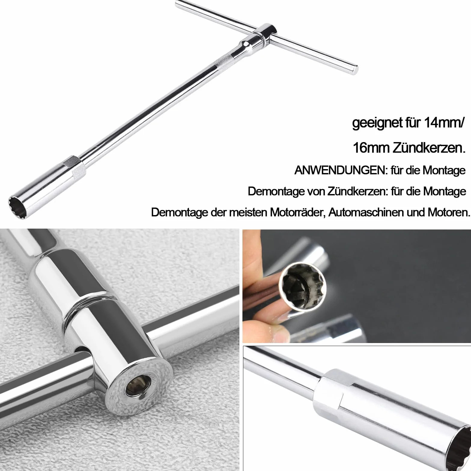 Klucz do świecy zapłonowej z uchwytem T, uniwersalny, elastyczny klucz do świecy zapłonowej, wysuwany uchwyt T, do świec zapłonowych 14 mm/16 mm, wychylny magnes, do samochodu, motocykla