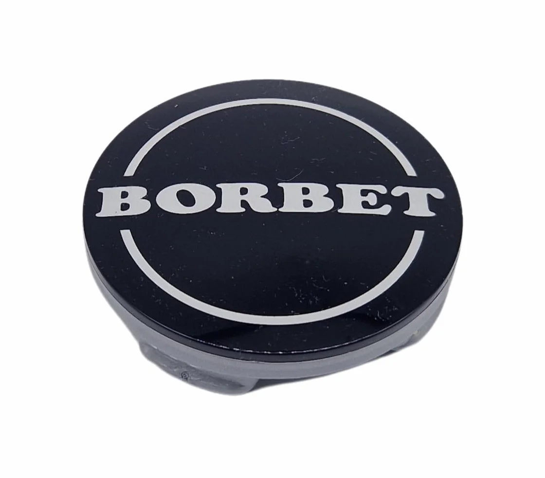 1 x oryginalna dekielka Borbet do felg, czarna, błyszcząca, srebrna, 60 mm, N06, do CWD CWG 3B0071213666