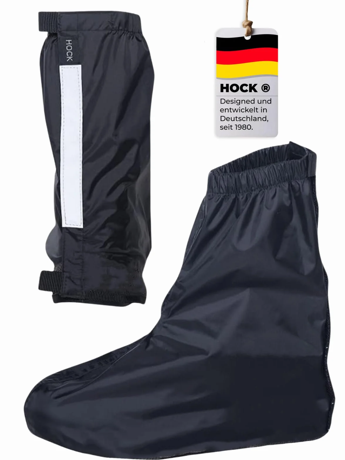 HOCK Ochraniacze przeciwdeszczowe na rower z elementami odblaskowymi, uniseks, długość do kostek, ochraniacze na buty, 100,0% wodoszczelne, ochrona przed deszczem na rower dla mężczyzn i kobiet