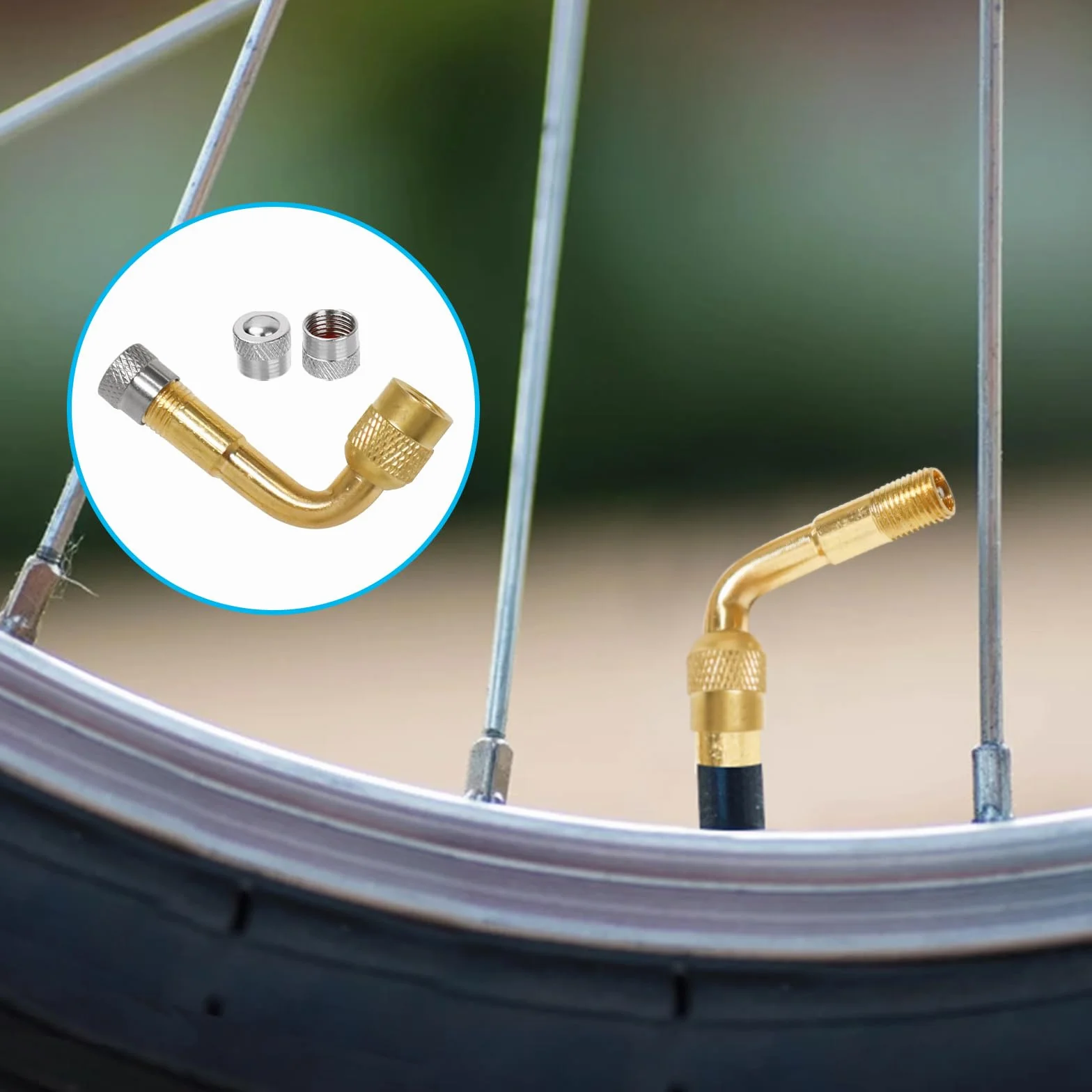 Przedłużka wentyla do samochodu 90-stopniowy kątowy 180mm elastyczna gumowa miedziany zestaw adapterów