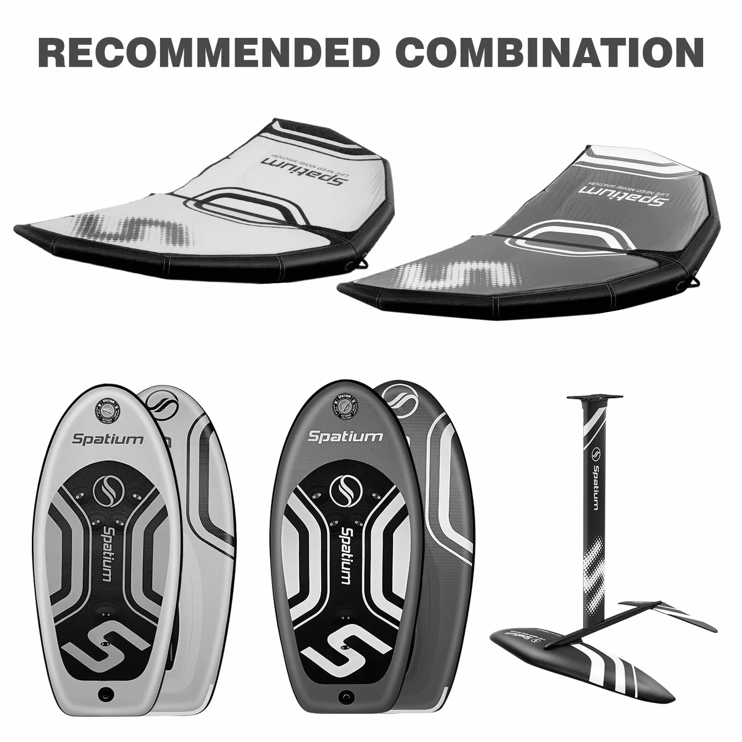 Spatium Surf Foil Wing z akcesoriami pompy pompowania, Plecak, Zestaw Naprawczy Szary Latawiec Nadmuchiwany do Windsurfing Wing Foil Kitesurf 4m²/5m²/6m²