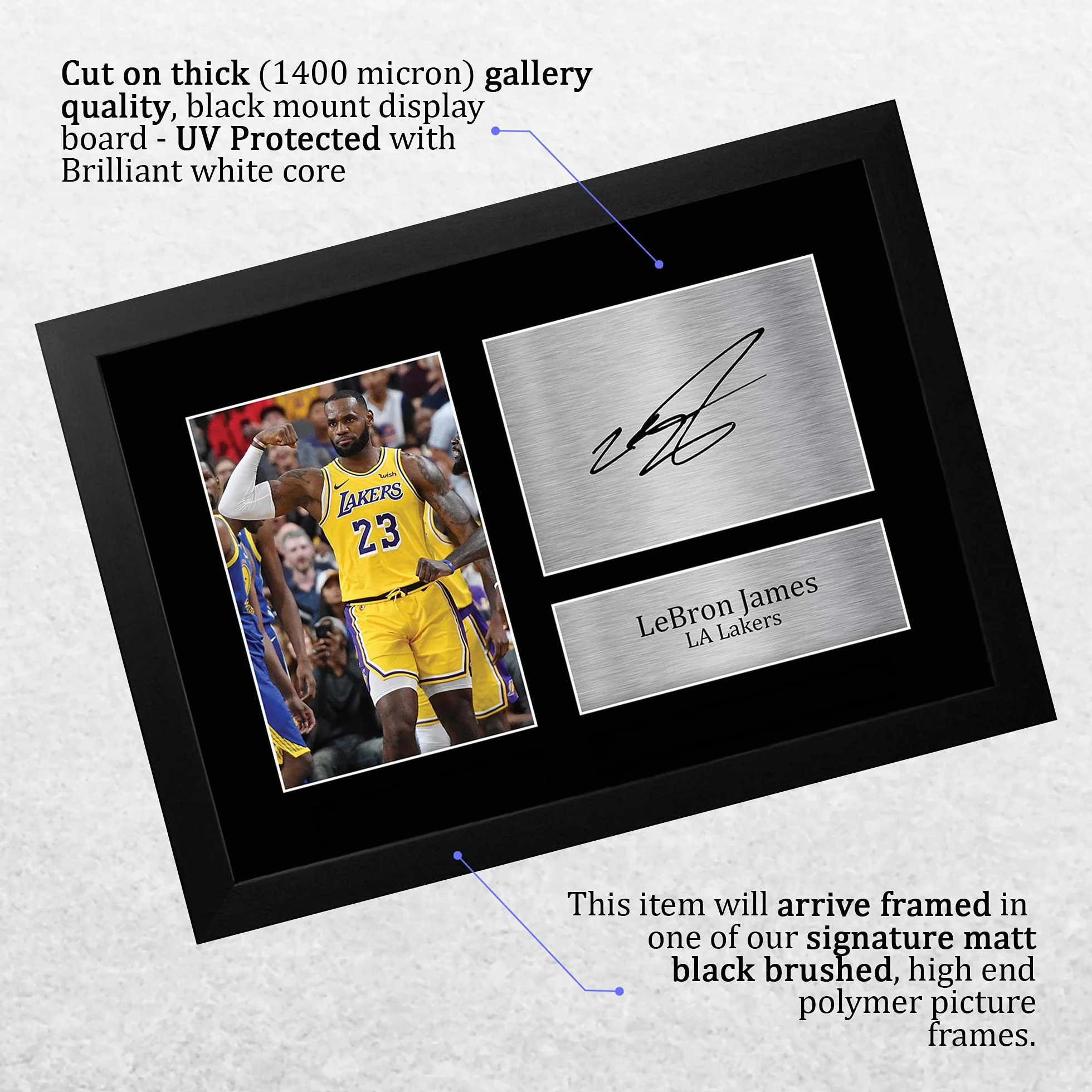 HWC Trading Lebron James Los Angles Lakers prezenty z nadrukiem podpisanym autografem dla fanów pamięci koszykówki - A4 oprawiony
