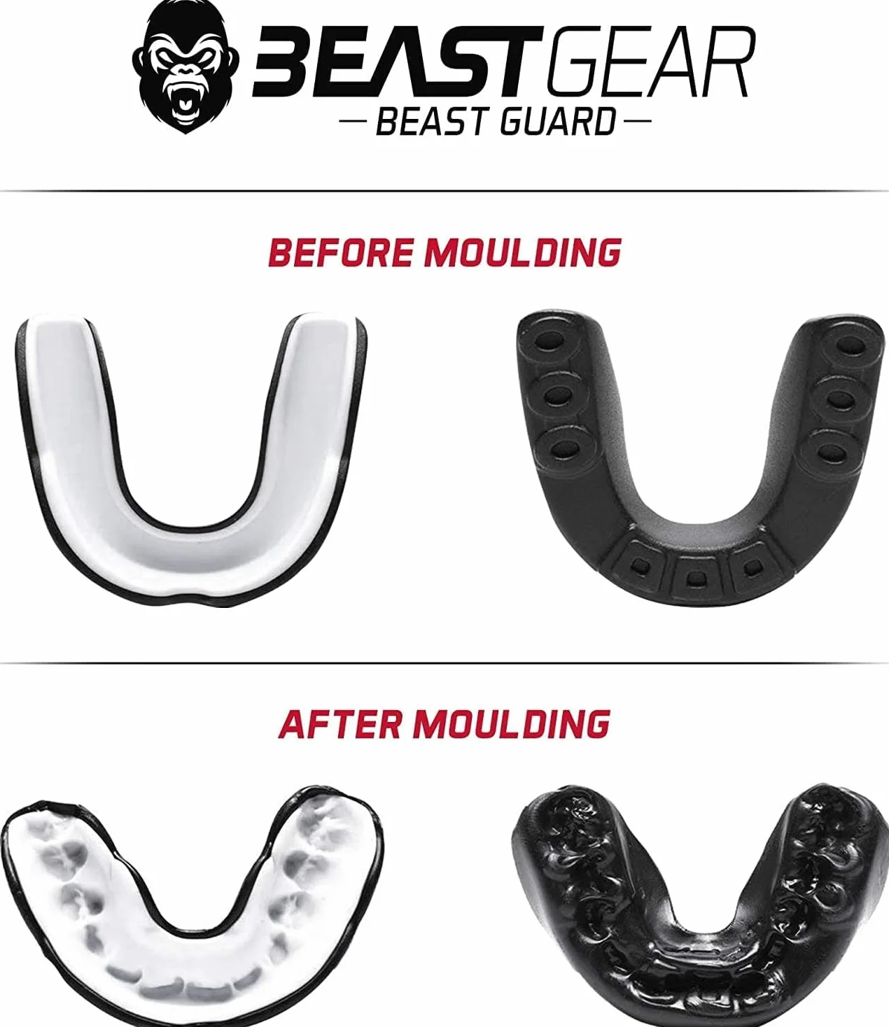 Beast Gear Sportowa osłona zębów - Protezione Denti e Mascella, Adatto per Boxe, Paradenti MMA, Rugby, Calcio, Hockey con Custodia Igienica, dla dorosłych i nastolatków (11+)