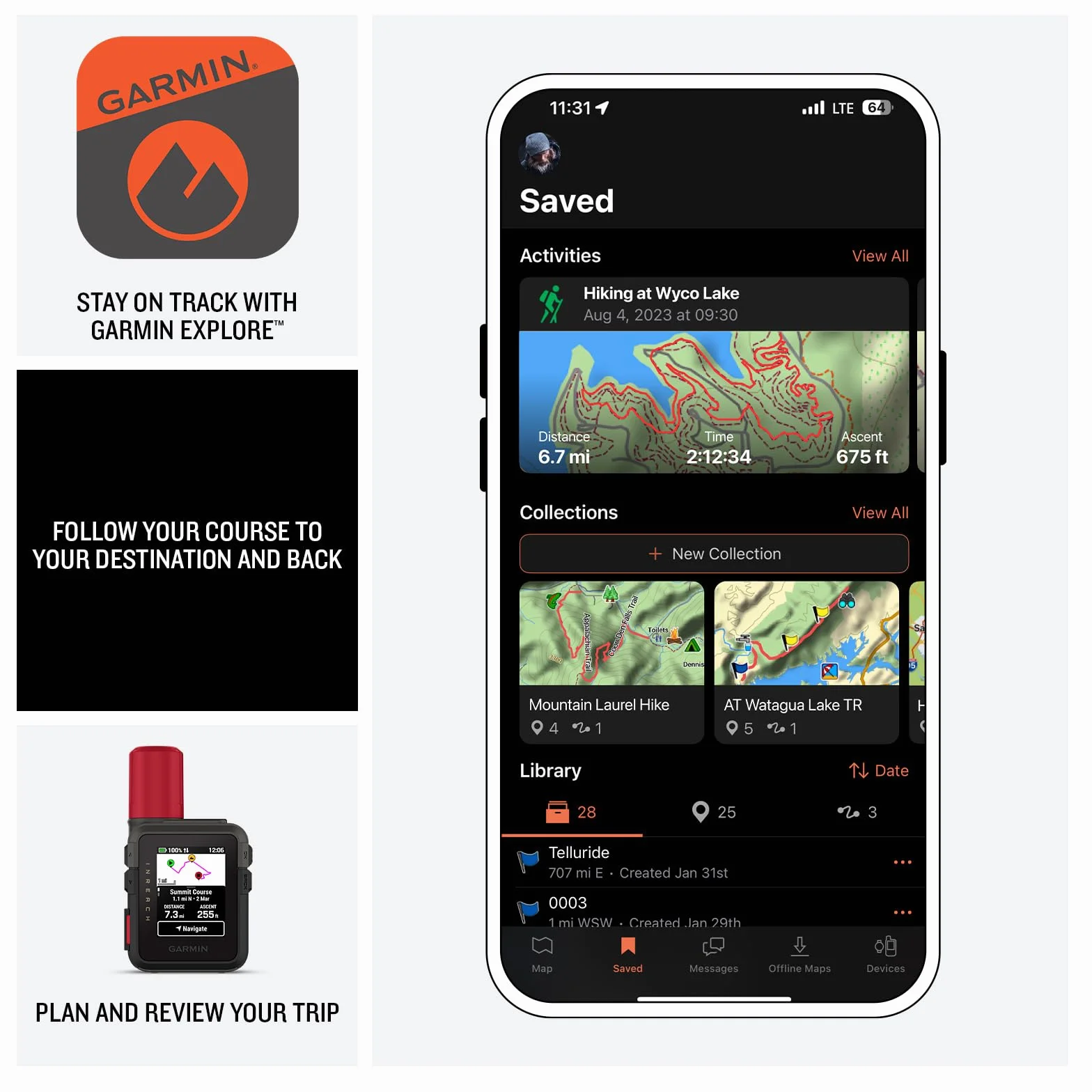 Garmin inReach Mini 3 Plus Lekki Komunikator Satelitarny GPS SOS, Ekran Dotykowy LCD 1,9", Żywotność Baterii 350 Godzin
