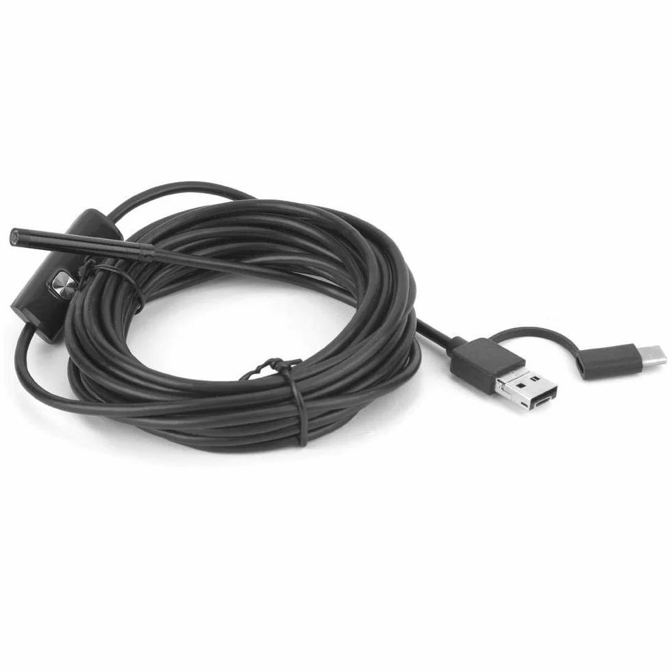 Endoskop przemysłowy, kamera endoskopowa USB 3 w 1 5,5 mm, przenośna kamera inspekcyjna endoskopu, z 6 diodami LED, wodoodporność IP67, obsługa systemów Android i