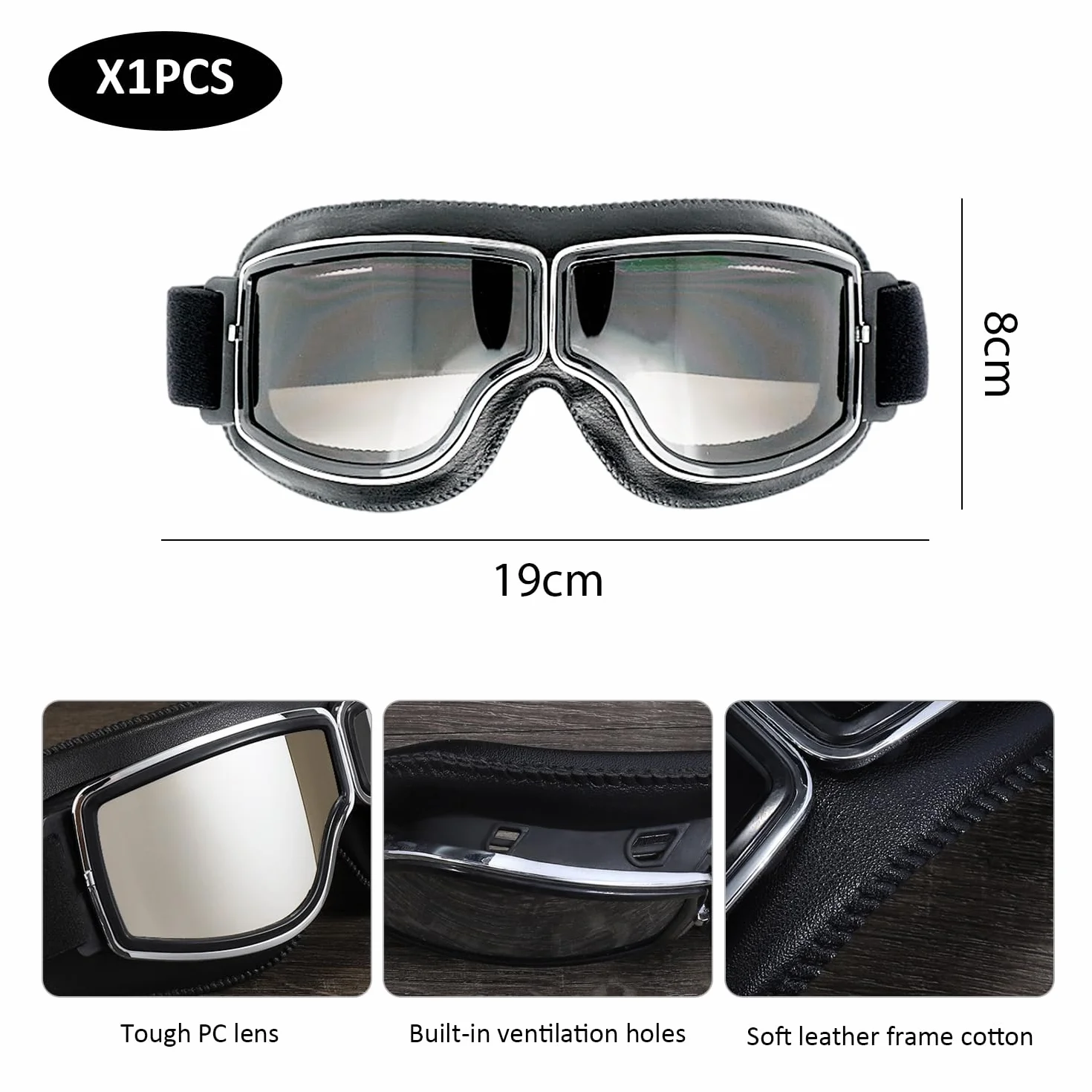 1 sztuka okulary motocyklowe, okulary motocyklowe, okulary pilotów, okulary motocyklowe retro, wiatroszczelne okulary ochronne, akcesoria do okularów motocyklowych (brązowe)
